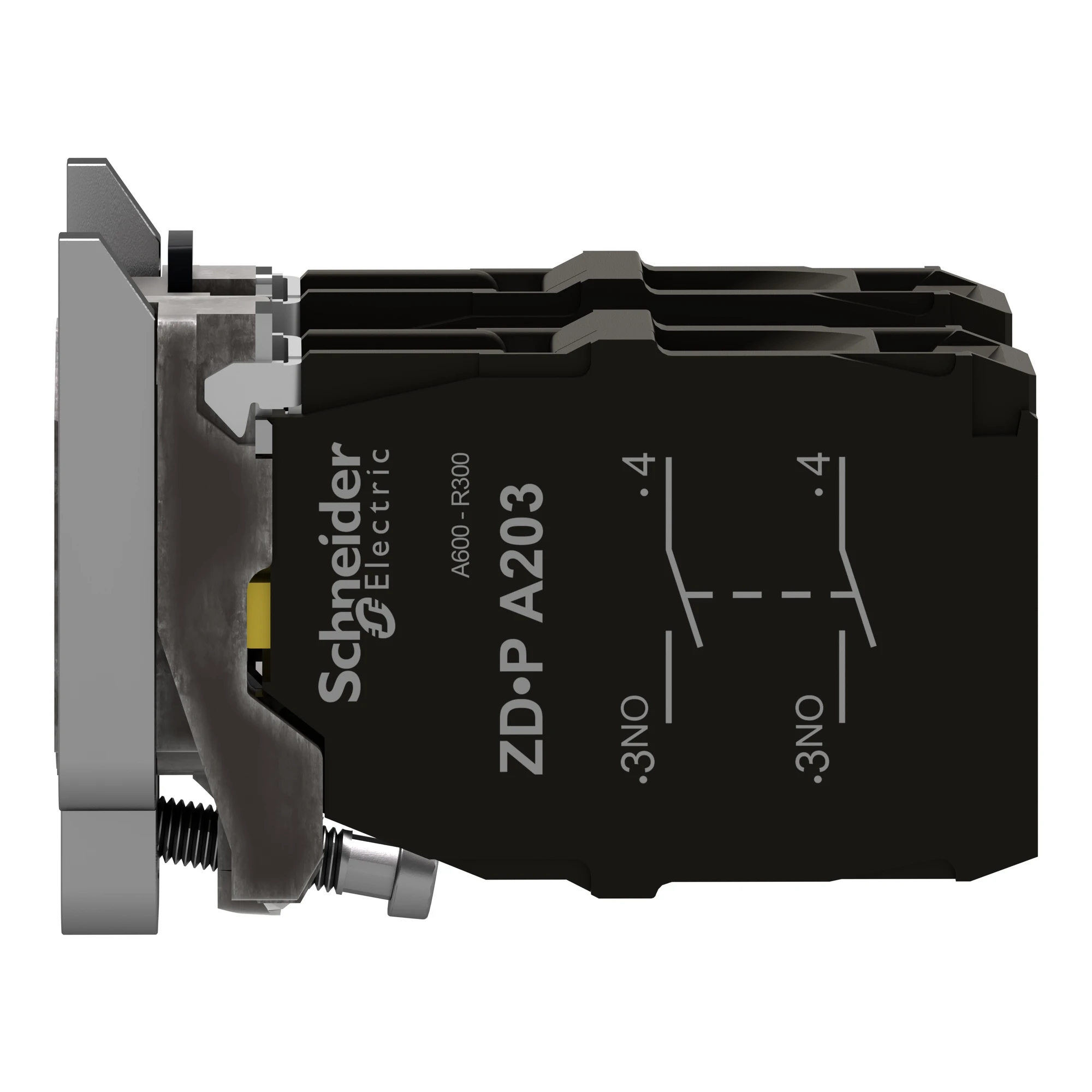 Schneider Electric ZD4PA203 Auxiliary contact block with mounting flange, Harmony XB4, Metal, 22mm, for joysticks with 4 directions, 1NC per direction, screw clamp (img_006) Schneider Electric ZD4PA203 Auxiliary contact block with mounting flange, Harmony XB4, Metal, 22mm, for joysticks with 4 directions, 1NC per direction, screw clamp (img_006)