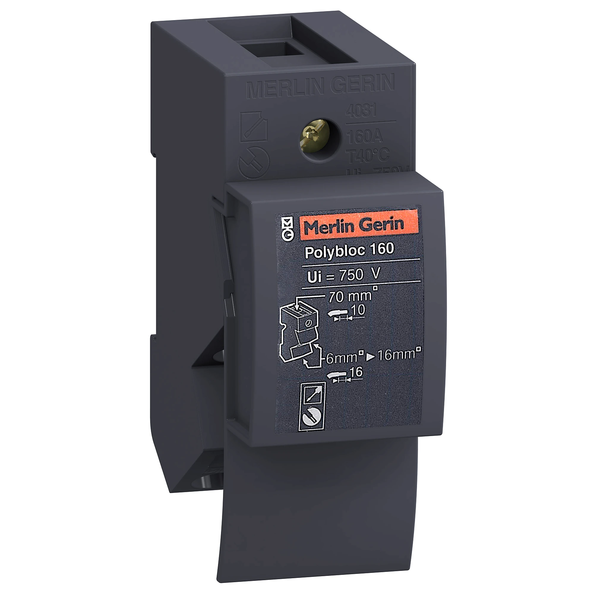 Schneider Electric LVS04031 PrismaSeT-P, Linergy DX, Distribution Block, 1-pole, 160A, Width=2 Modular Units (img_001)