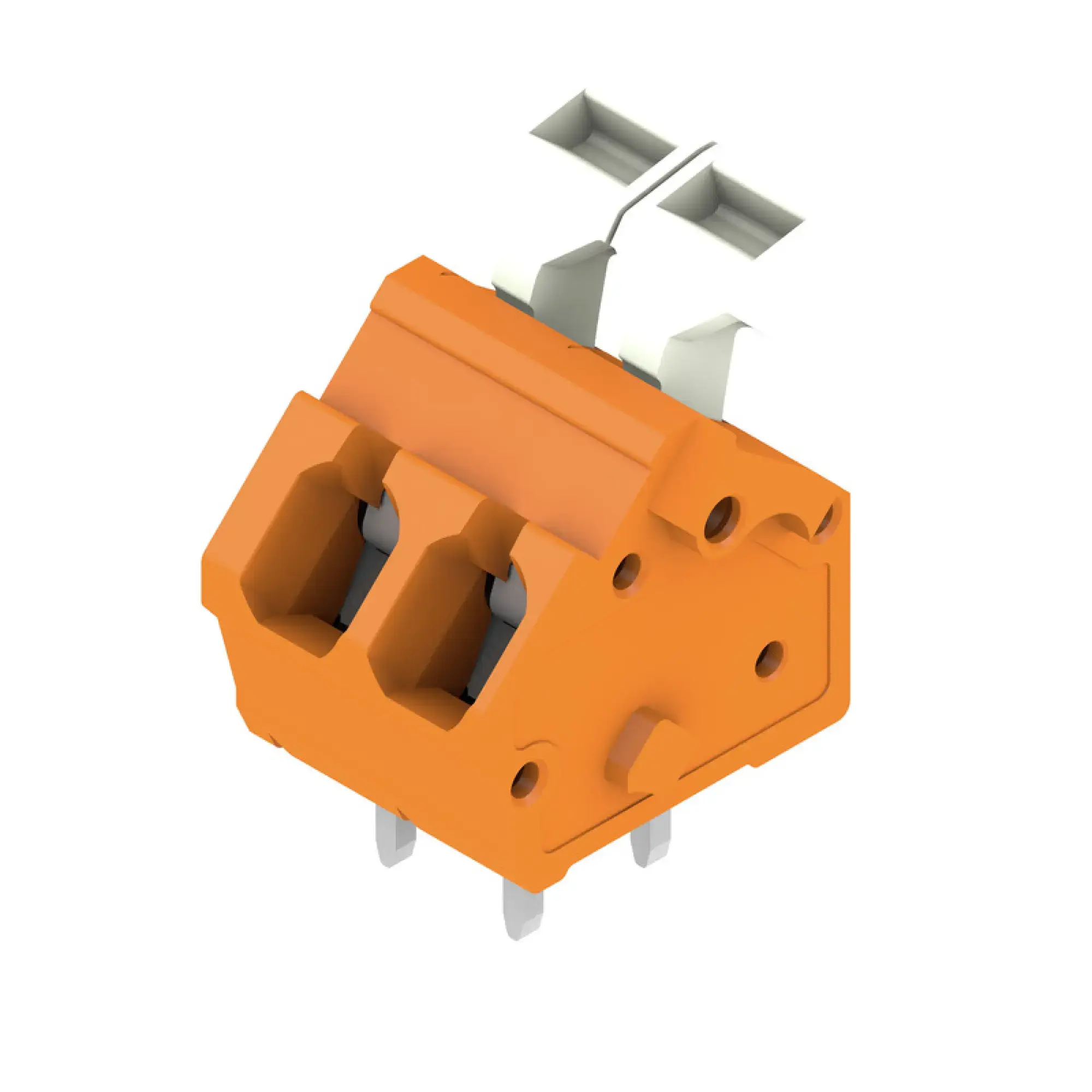 Weidmüller 1914560000 PCB terminal, 320 V, 24 A, Pitch in mm: 5.00, 2.5 mm², Number of poles: 2, Tension clamp connection with actuator, THT solder connection, 135°, Box (img_001)