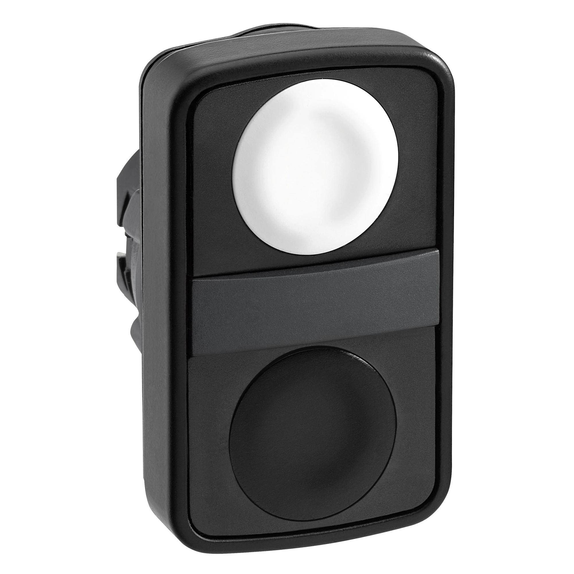Schneider Electric ZB5AA7120 Double push button, front element, Harmony XB5, plastic, 22mm, black, white, unlabelled, momentary (img_001) Schneider Electric ZB5AA7120 Double push button, front element, Harmony XB5, plastic, 22mm, black, white, unlabelled, momentary (img_001)