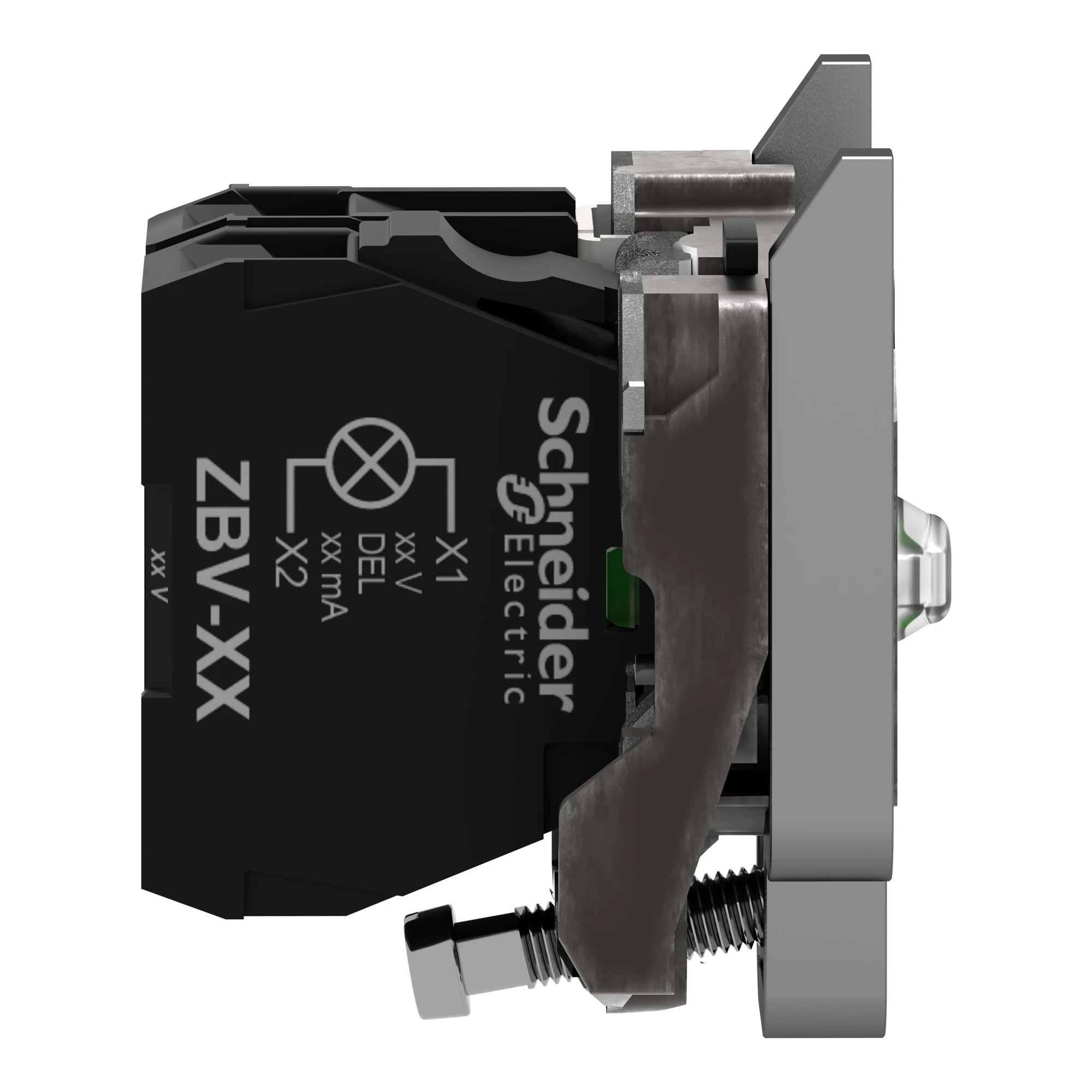 Schneider Electric ZB4BW0B12 Auxiliary contact block with mounting flange, Harmony XB4, metal, white, universal LED, 1NO, 24V AC/DC (img_004) Schneider Electric ZB4BW0B12 Auxiliary contact block with mounting flange, Harmony XB4, metal, white, universal LED, 1NO, 24V AC/DC (img_004)