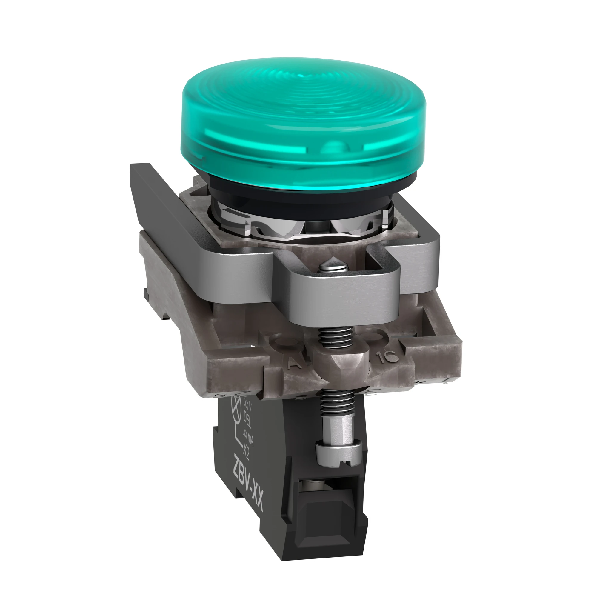 Schneider Electric XB4BV63 Signal Lamp, Harmony XB4, Metal, 22mm, Green, with Transformer, Incandescent Lamp BA9s, Smooth Calotte, Screw Terminal, 250V (img_002)