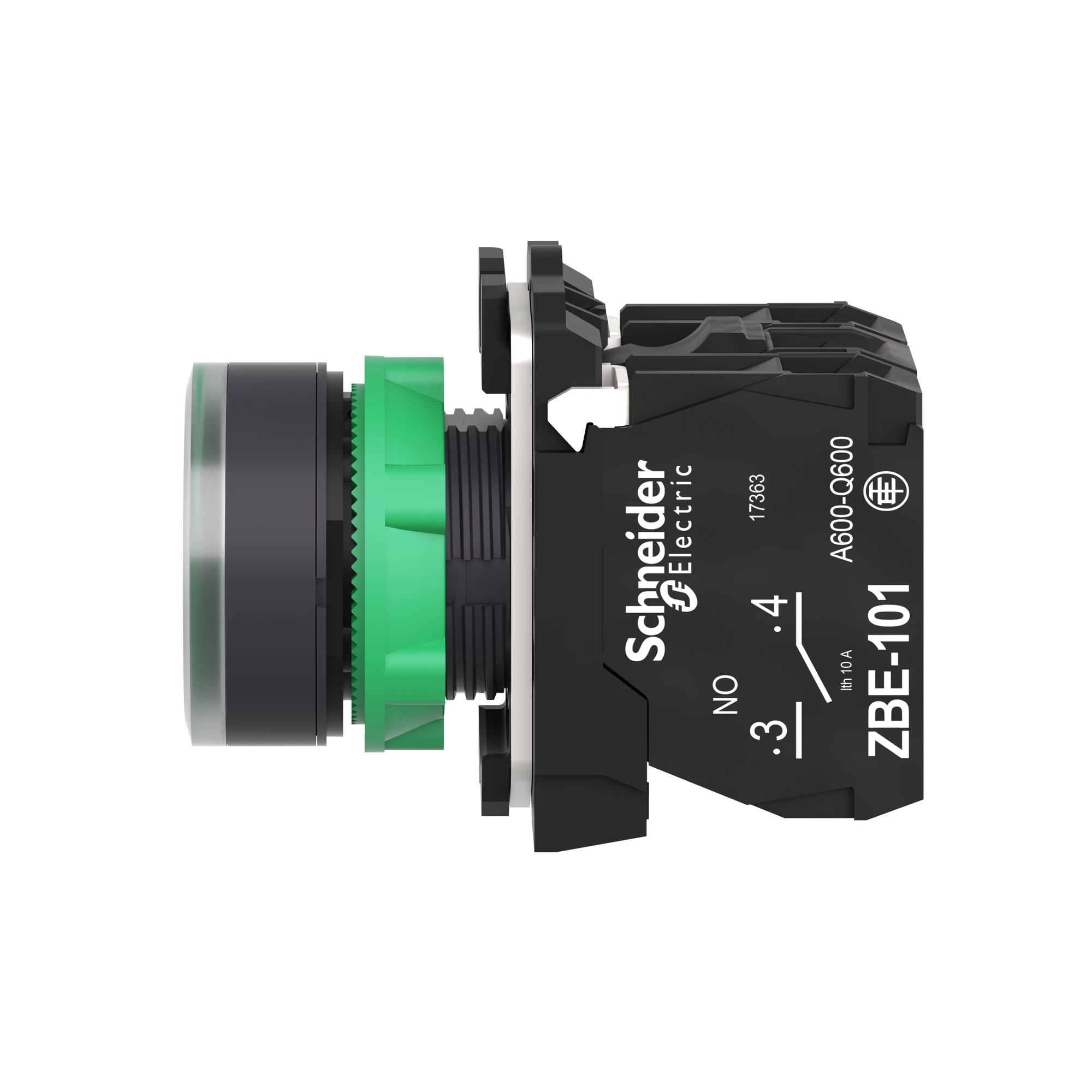 Schneider Electric XB5AW33M5 Illuminated Push Button, Harmony XB5, Plastic, Green, 22mm, Universal LED, Smooth Dome, 1NO + 1NC, 230-240V AC (img_006)
