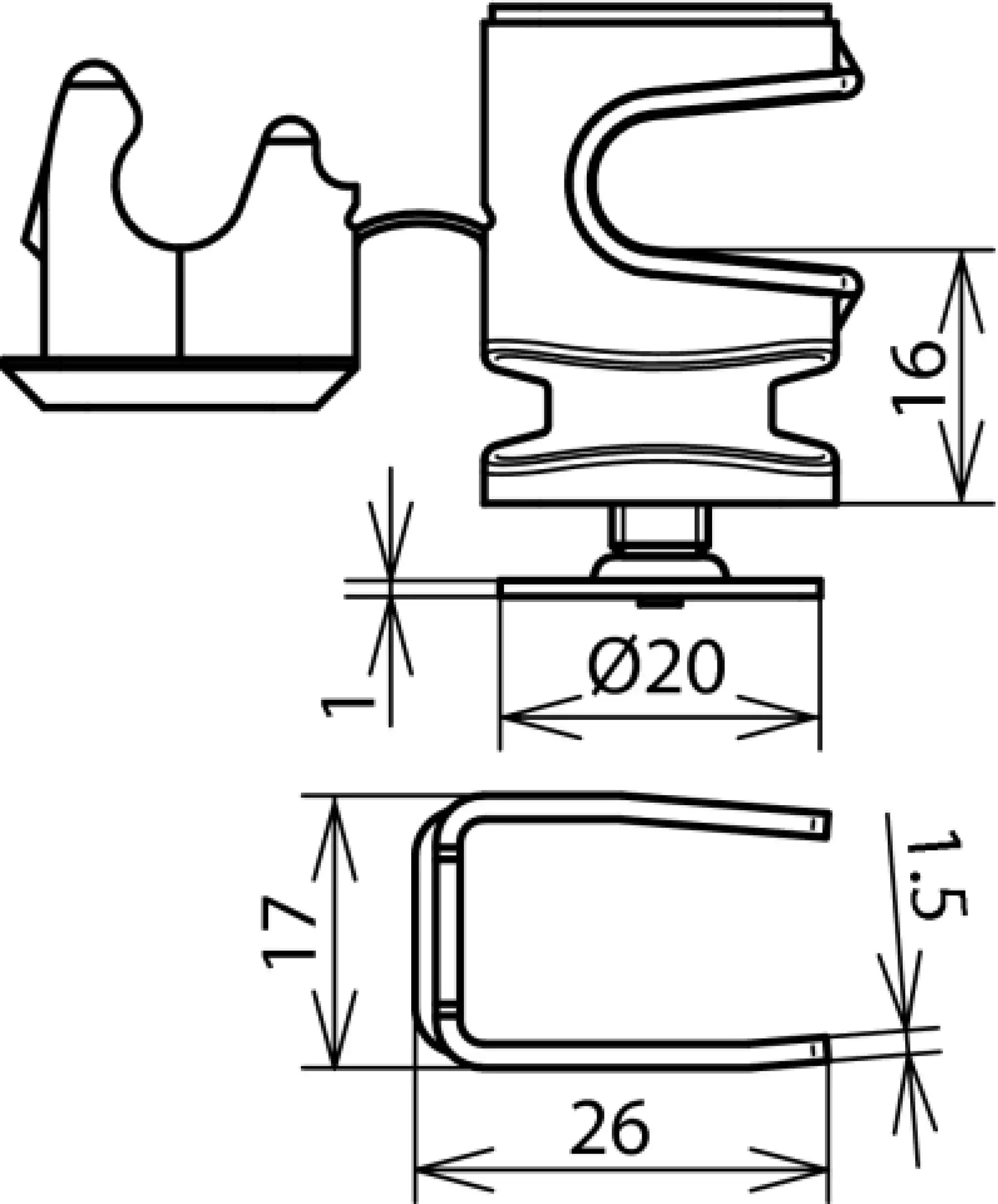 Dehn 204079 Roof cond. hol. PLATTENsnap StSt 4-6mm, DEHNsnap H 16mm plastic brown f. Rd 8mm (img_002)