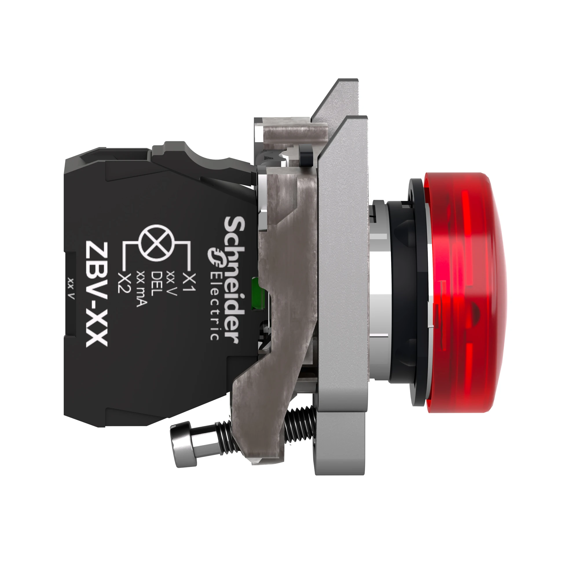 Schneider Electric XB4BV64 Pilot light, Harmony XB4, metal, 22mm, red, with transformer, incandescent lamp BA9s, smooth calotte, screw terminal, 250V (img_003)