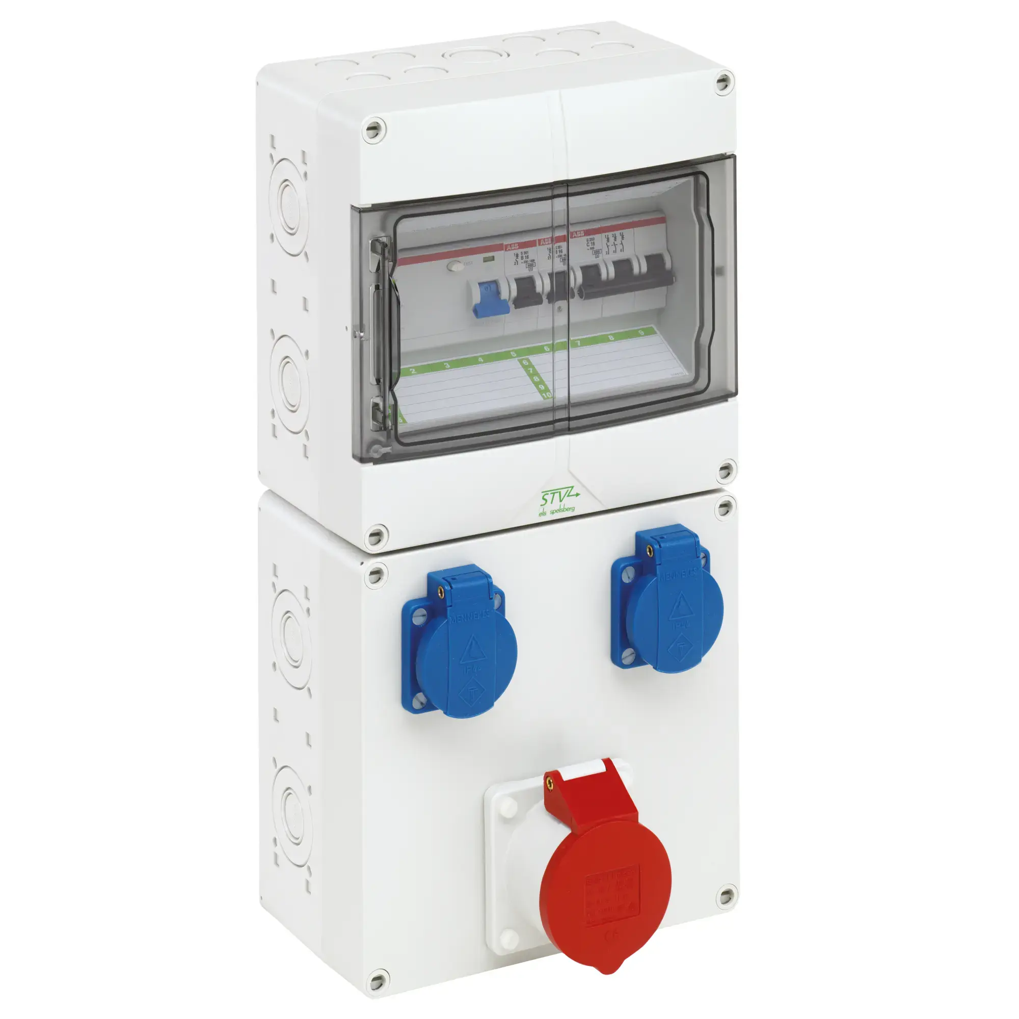 Spelsberg 72941201 Socket outlet combination, grey, Type of protection IP44, Impact strength IK08, Protection class II, Rated insulation voltage 400V AC, Halogen free (img_001) Spelsberg 72941201 Socket outlet combination, grey, Type of protection IP44, Impact strength IK08, Protection class II, Rated insulation voltage 400V AC, Halogen free (img_001)