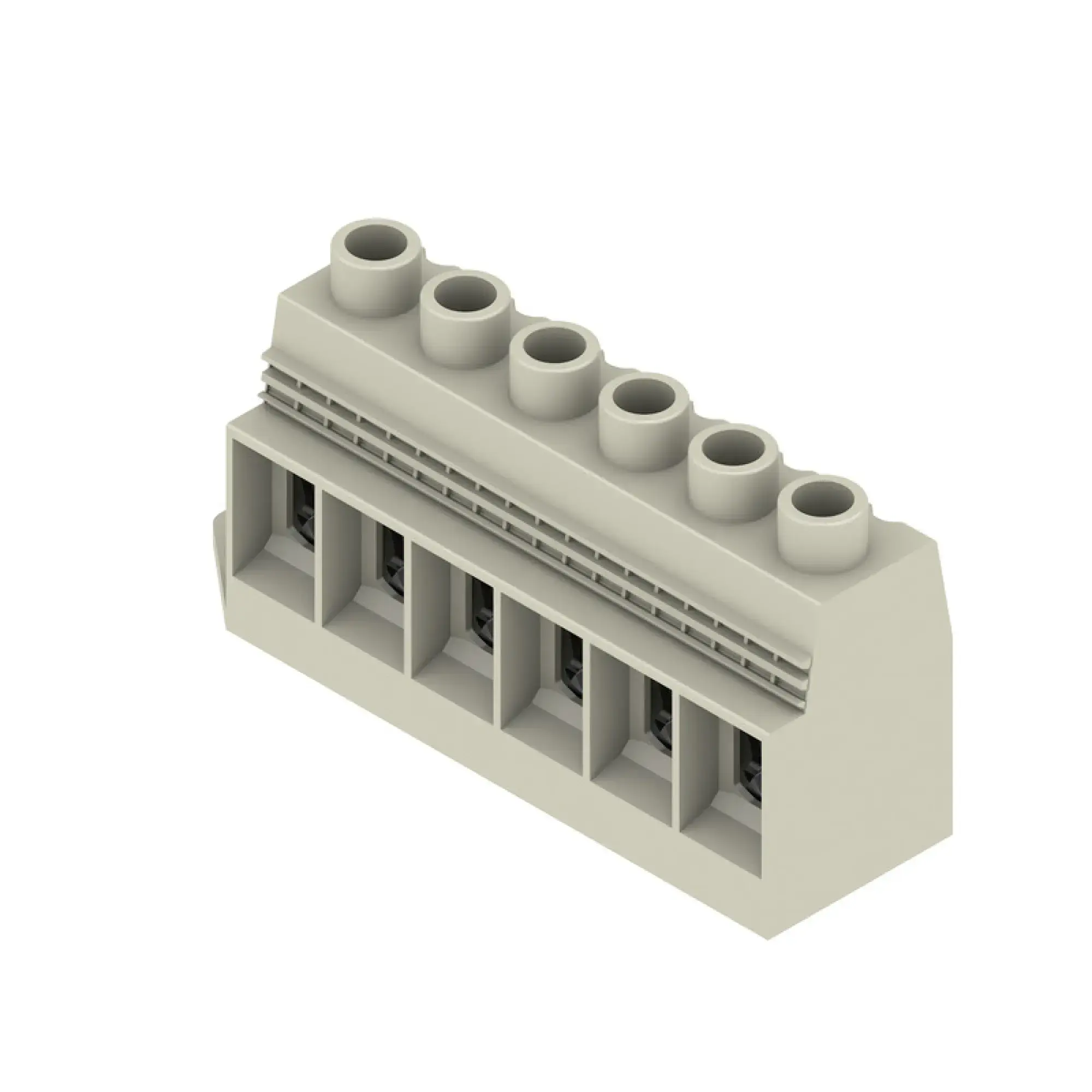 Weidmüller 1386500000 PCB terminal, 1000 V, 150 A, Pitch in mm: 15.00, 50 mm², Number of poles: 6, Clamping yoke connection, THT solder connection, 90°, Box (img_001)