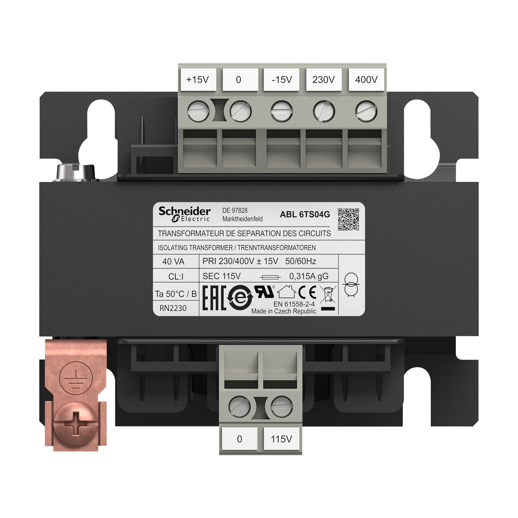 Schneider Electric ABL6TS04G Safety isolation transformer, Modicon ABL6, Input 230/400V AC, Output 115V AC, 40VA (img_004)