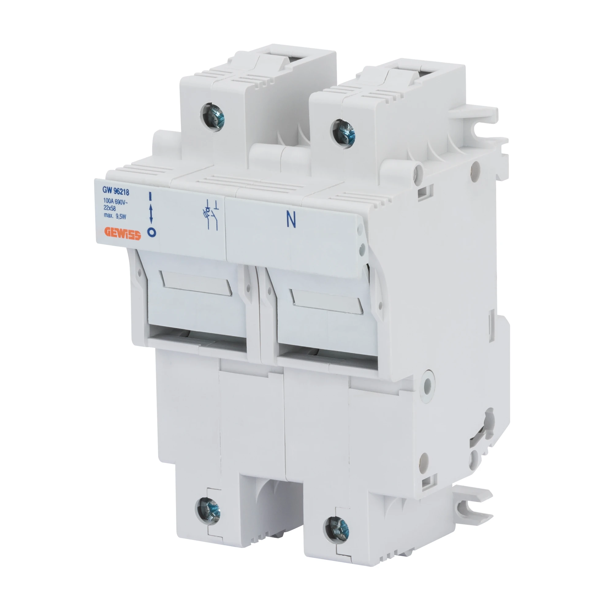 GEWISS GW96218 DISCONNECTABLE FUSE HOLDER - 1P+N 22X58 690V 100A - 4 MODULES (img_001)