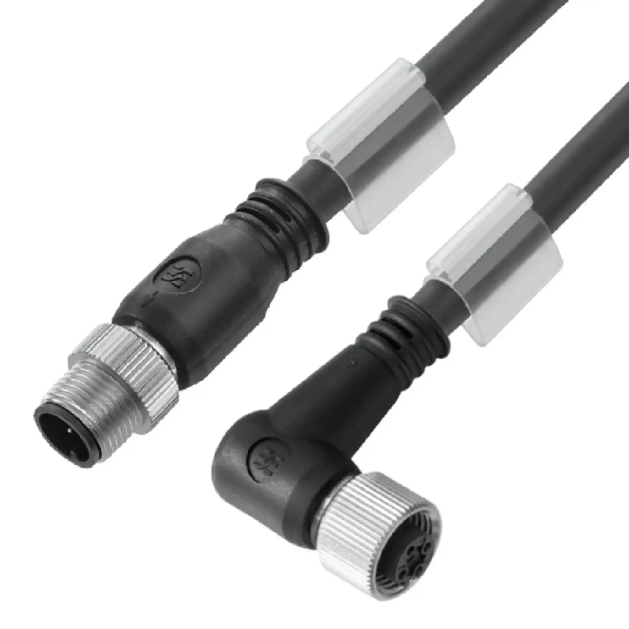 Weidmüller 1059480500 Sensor-actuator Cable (assembled), Connecting line, M12 / M12, Number of poles: 4, pin, straight - socket, 90&deg;, LED: No, Cable length: 5 m, Shield (img_001)