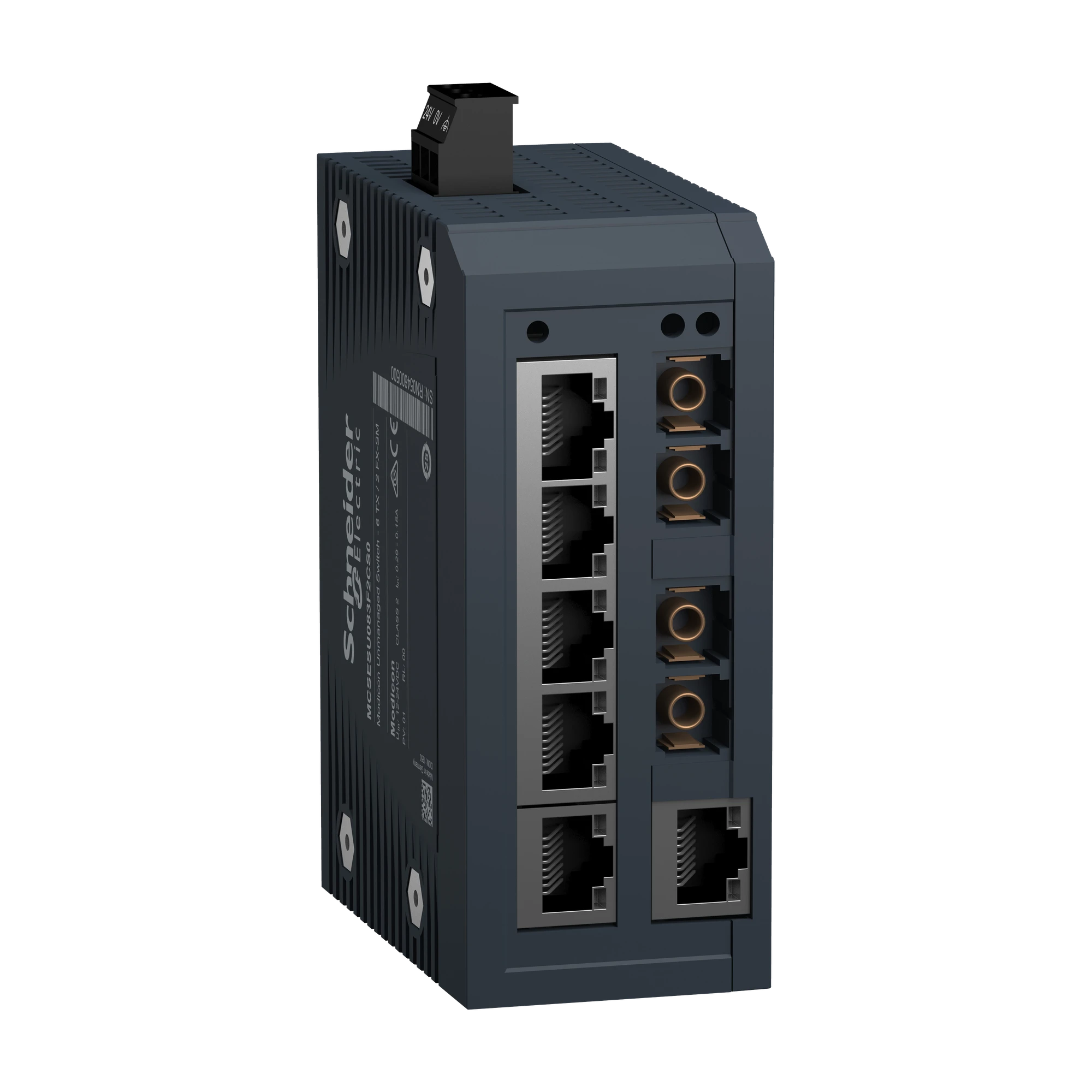 Schneider Electric MCSESU083F2CS0 Modicon Unmanaged Switch, 6 Copper Ports (6TX 10/100 Mbps) + 2 Singlemode Fiber Ports (2FX-SM 100 Mbps) (img_001) Schneider Electric MCSESU083F2CS0 Modicon Unmanaged Switch, 6 Copper Ports (6TX 10/100 Mbps) + 2 Singlemode Fiber Ports (2FX-SM 100 Mbps) (img_001)