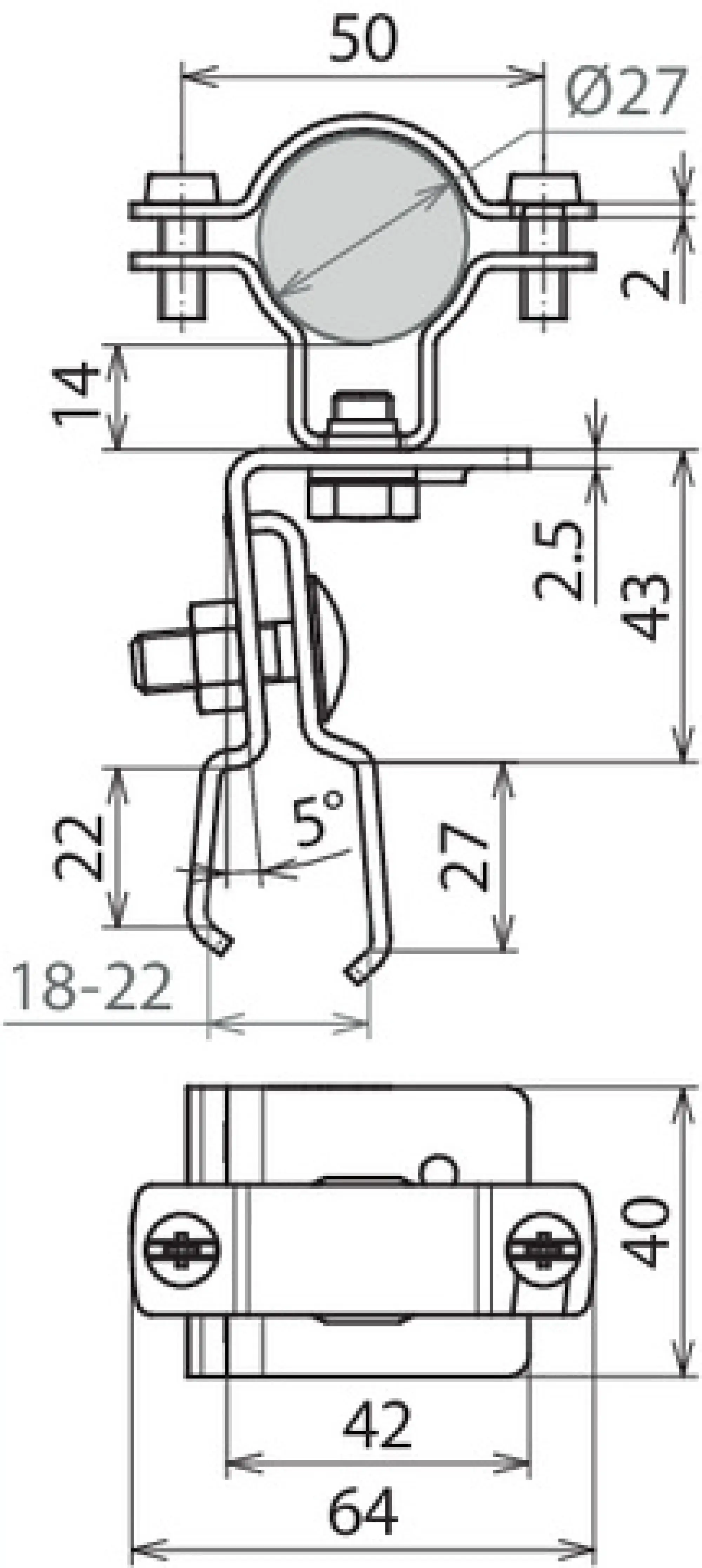 Dehn 202861 Roof cond. holder StSt f. metal roofs w. clamping seam f. HVI cond. D 27-30mm (img_004)