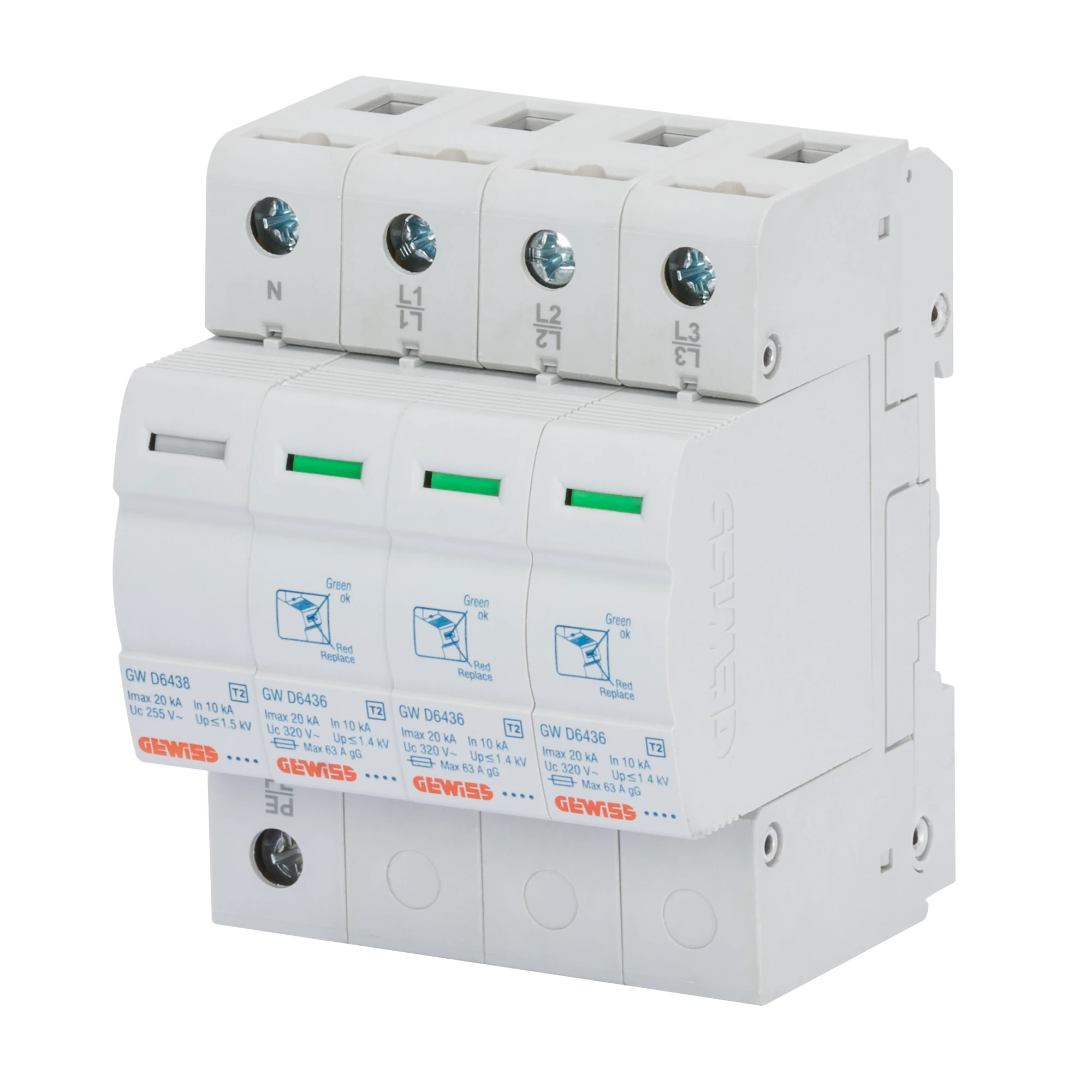 GEWISS GWD6409 LST - SURGE PROTECTIVE DEVICE - 3P+N 20KA - TYPE 2 - 4 MODULES (img_001) GEWISS GWD6409 LST - SURGE PROTECTIVE DEVICE - 3P+N 20KA - TYPE 2 - 4 MODULES (img_001)