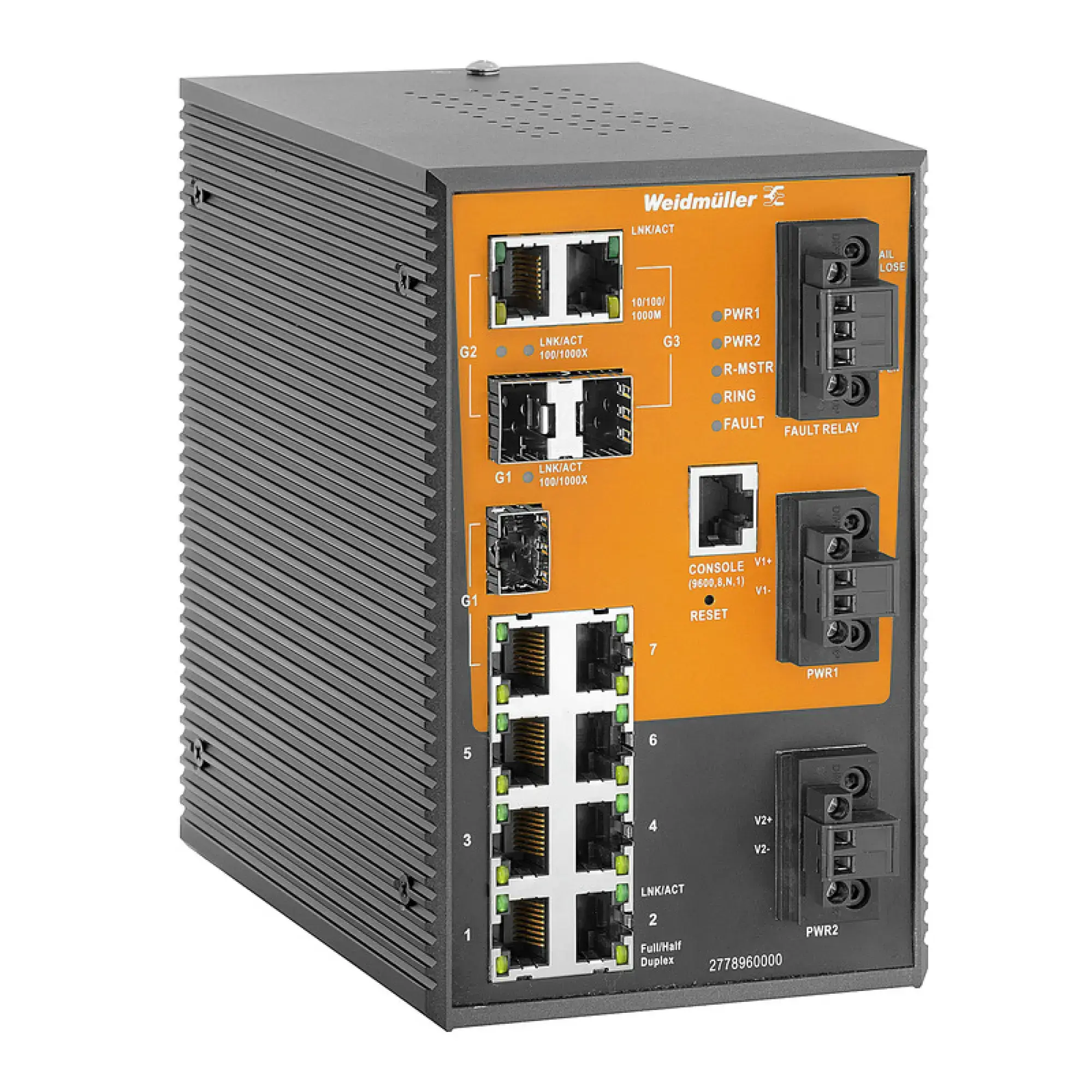 Weidmüller 2778960000 Network switch (managed), managed, Fast/Gigabit Ethernet, Number of ports: 7x RJ45 10/100BASE-T(X), 3x combo-ports (10/100/1000BASE-T(X) or 100/1000Ba (img_001) Weidmüller 2778960000 Network switch (managed), managed, Fast/Gigabit Ethernet, Number of ports: 7x RJ45 10/100BASE-T(X), 3x combo-ports (10/100/1000BASE-T(X) or 100/1000Ba (img_001)