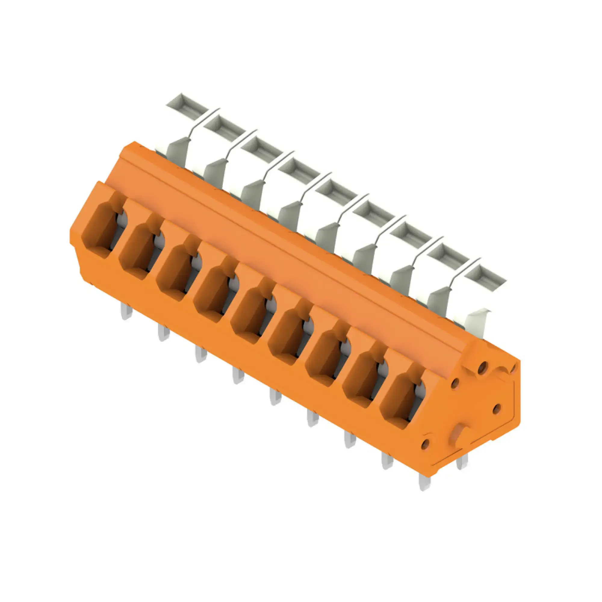 Weidmüller 1914830000 PCB terminal, 320 V, 24 A, Pitch in mm: 5.00, 2.5 mm², Number of poles: 9, Tension clamp connection with actuator, THT solder connection, 135°, Box (img_001) Weidmüller 1914830000 PCB terminal, 320 V, 24 A, Pitch in mm: 5.00, 2.5 mm², Number of poles: 9, Tension clamp connection with actuator, THT solder connection, 135°, Box (img_001)