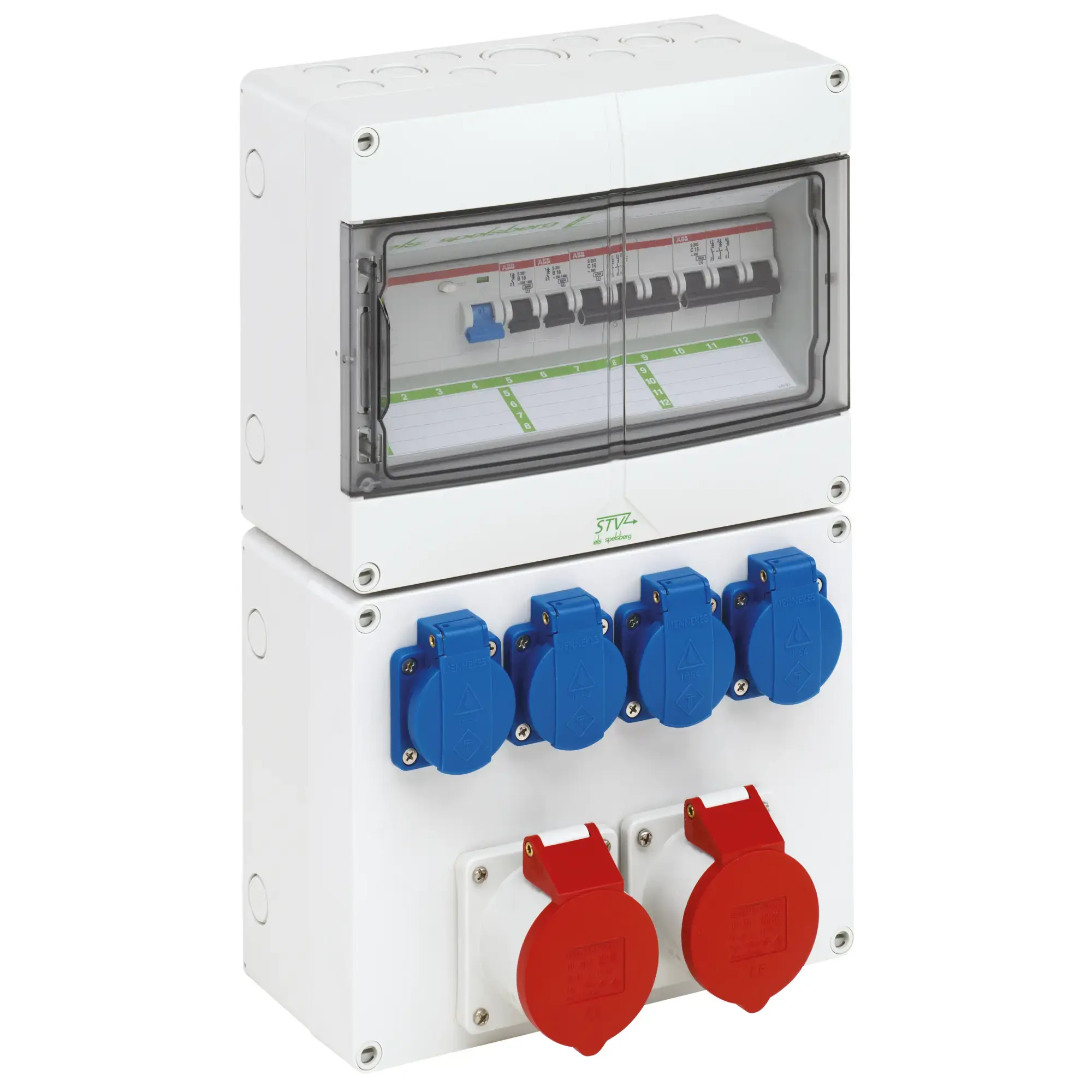 Spelsberg 73162401 Socket outlet combination, grey, Type of protection IP44, Impact strength IK08, Protection class II, Rated insulation voltage 400V AC, Halogen free (img_001) Spelsberg 73162401 Socket outlet combination, grey, Type of protection IP44, Impact strength IK08, Protection class II, Rated insulation voltage 400V AC, Halogen free (img_001)