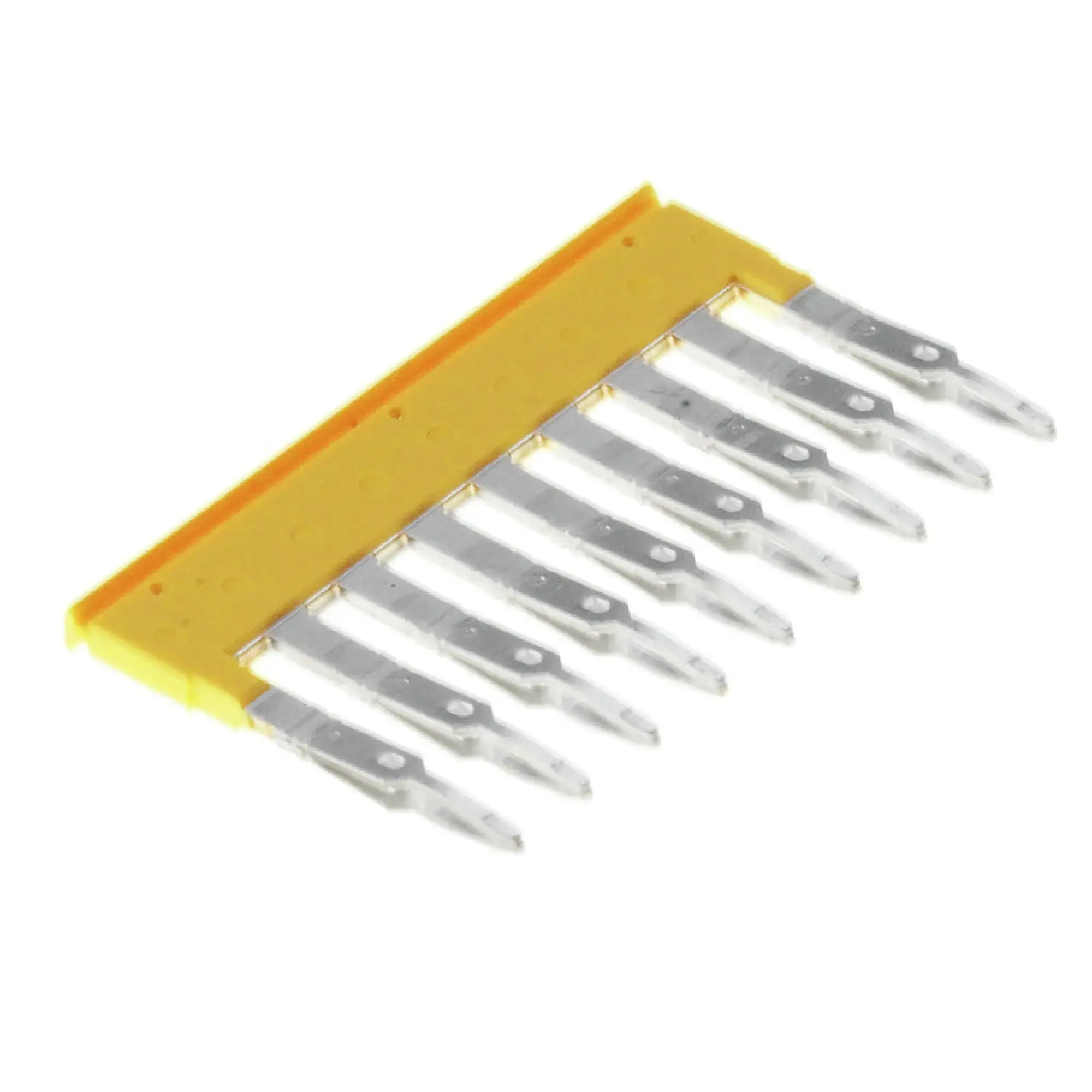 Weidmüller 1608930000 Cross-connector (terminal), Plugged, yellow, 24 A, Number of poles: 9, Pitch in mm: 5.10, Insulated: Yes, Width: 2.8 mm (img_001) Weidmüller 1608930000 Cross-connector (terminal), Plugged, yellow, 24 A, Number of poles: 9, Pitch in mm: 5.10, Insulated: Yes, Width: 2.8 mm (img_001)