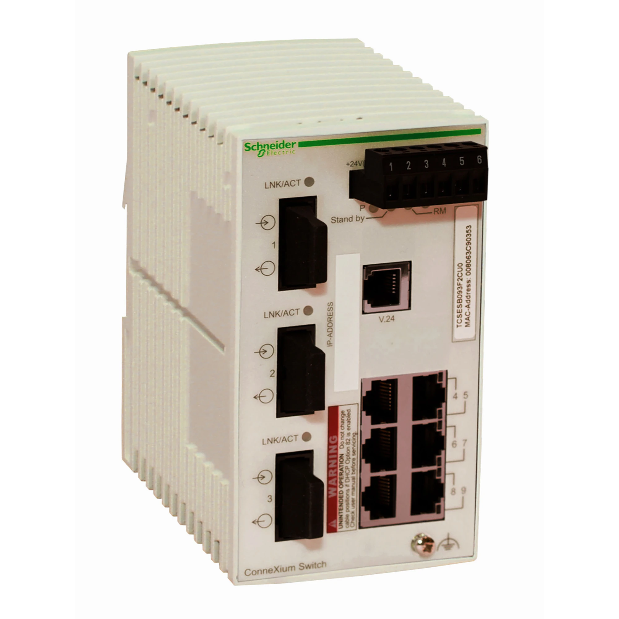 Schneider Electric TCSESB093F2CU0 ConneXium Basic Managed Switch - 6 Copper Ports (6TX 10/100 Mbps) + 3 Multimode Fiber Ports (3FX-MM 100 Mbps) (img_001) Schneider Electric TCSESB093F2CU0 ConneXium Basic Managed Switch - 6 Copper Ports (6TX 10/100 Mbps) + 3 Multimode Fiber Ports (3FX-MM 100 Mbps) (img_001)