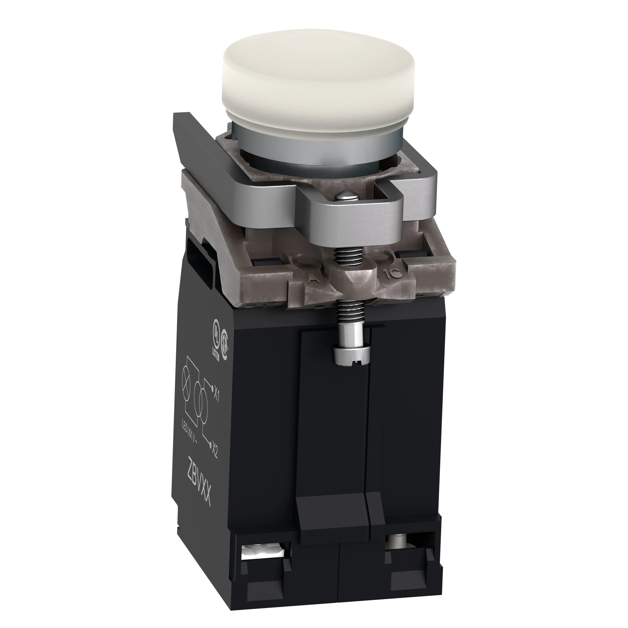 Schneider Electric XB4BV41 Pilot light, Harmony XB4, metal, 22mm, white, with transformer, BA9s incandescent bulb, smooth dome, screw terminal, 230V AC (img_004)