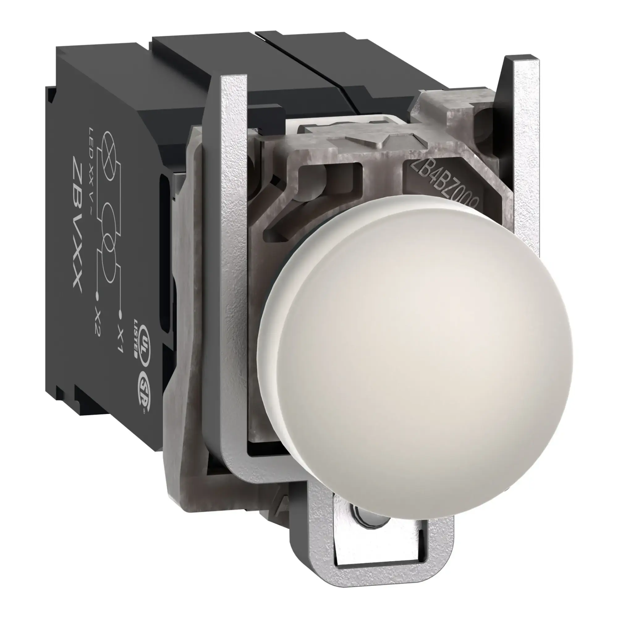 Schneider Electric XB4BV5B1 Pilot Light, Harmony XB4, Metal, 22mm, White, with Transformer, Incandescent Lamp BA9s, Smooth Dome, Screw Terminal, 400V (img_010)
