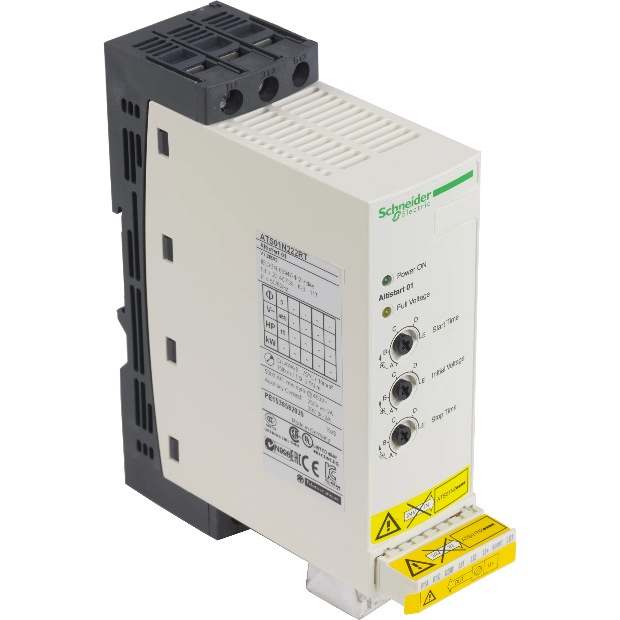 Schneider Electric ATS01N222RT Soft Starter for Asynchronous Motor, ATS01, 22A, 440-480V (img_001)