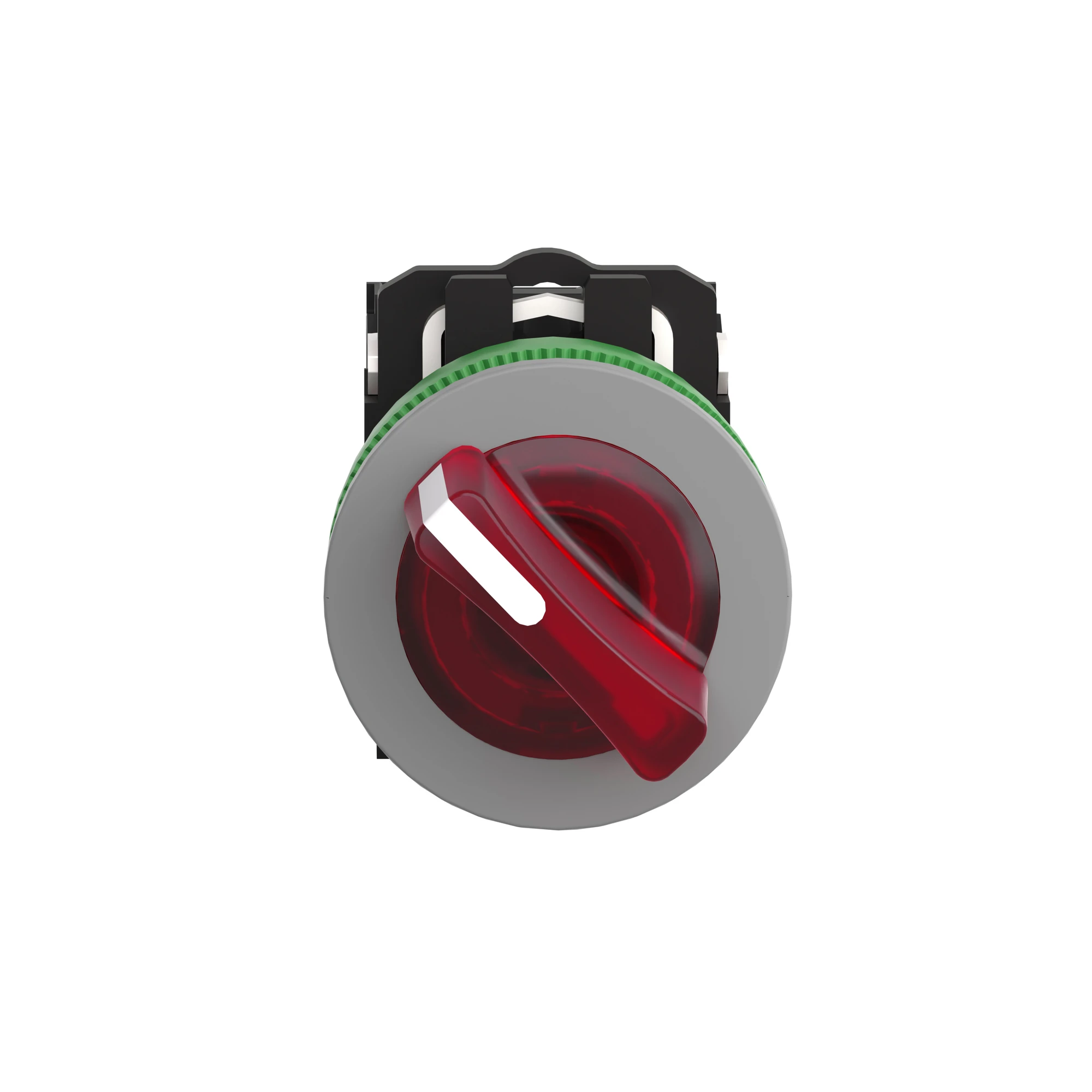 Schneider Electric XB5FK124M5C0 Illuminated Selector Switch, Harmony XB5F, Plastic, Light Gray, Red, 30mm, Universal LED, 2 positions, 1NC + 1NO, 230-240V AC (img_002)