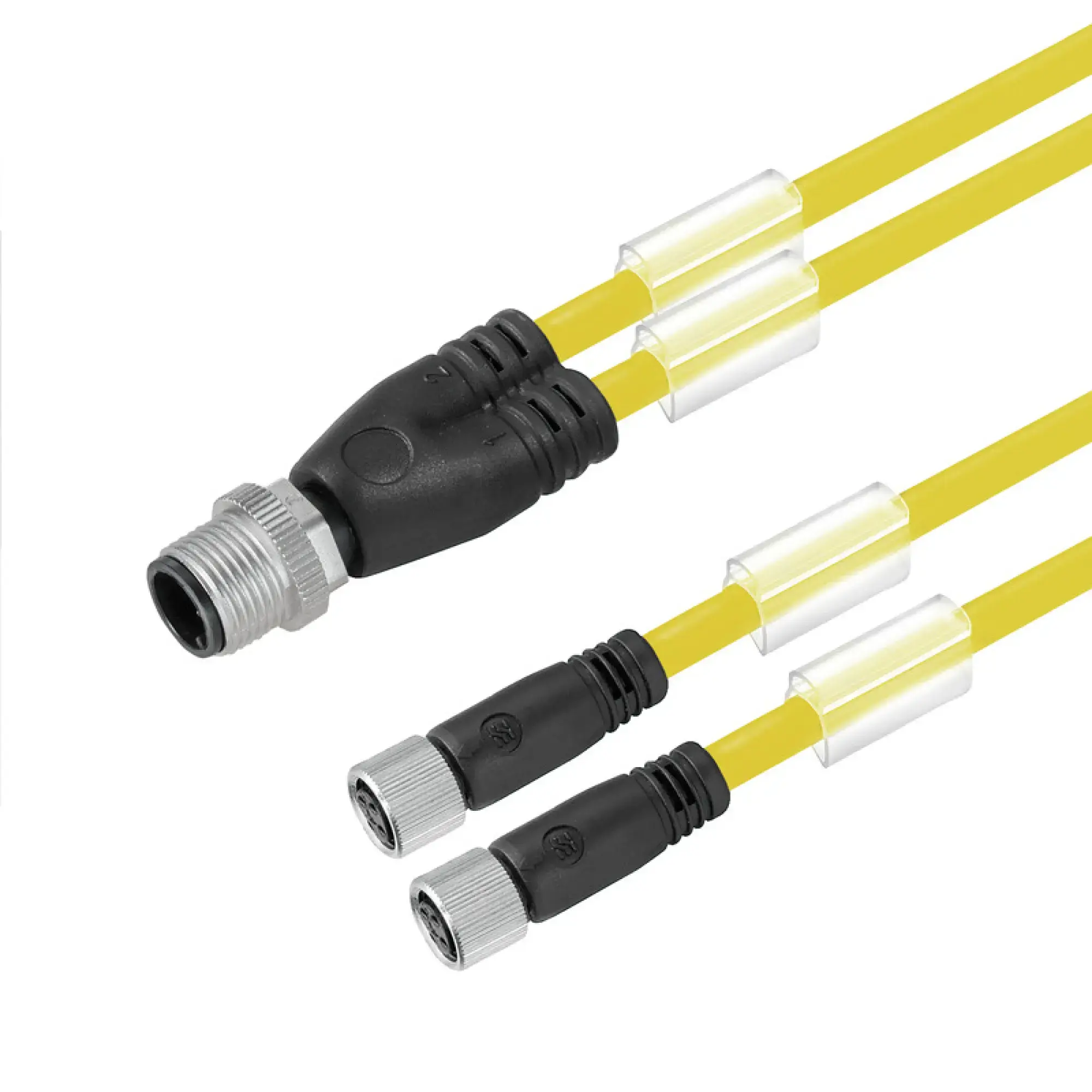 Weidmüller 1093250150 Sensor-actuator adaptor cable (assembled), Connecting line, M12 / M8, 3, 1.5 m, Twin cabling, pin, straight, 2x socket, straight, yellow (img_001)