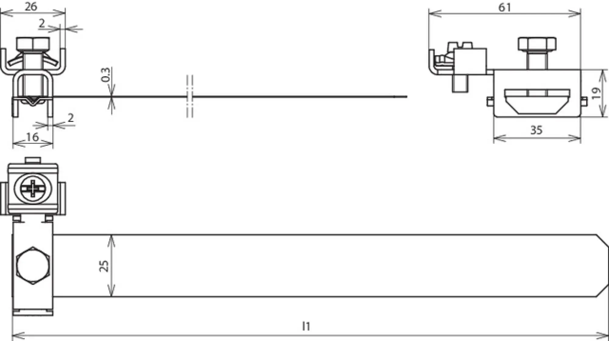 Dehn 540912 Earthing pipe clamp D 27-168mm with connection clamp 2 x 4-25mm² StSt (img_002)