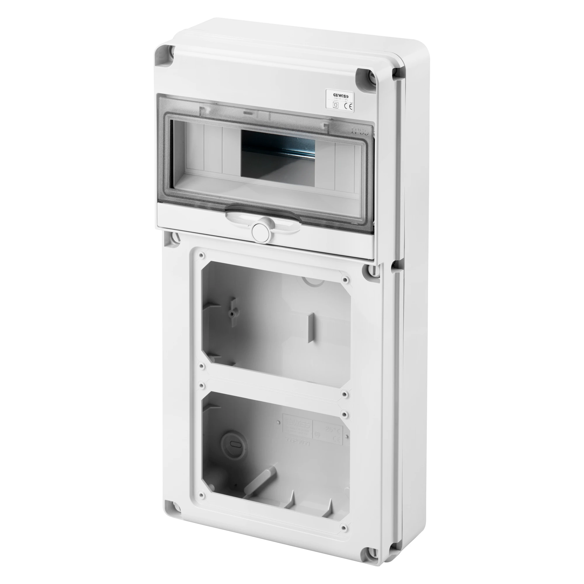 GEWISS GW68019N IEC Kombinationsgehaeuse mit 2 Flansch 16A Steckdose schaltbar waagerecht 10TE IP65 (img_001) GEWISS GW68019N IEC Kombinationsgehaeuse mit 2 Flansch 16A Steckdose schaltbar waagerecht 10TE IP65 (img_001)
