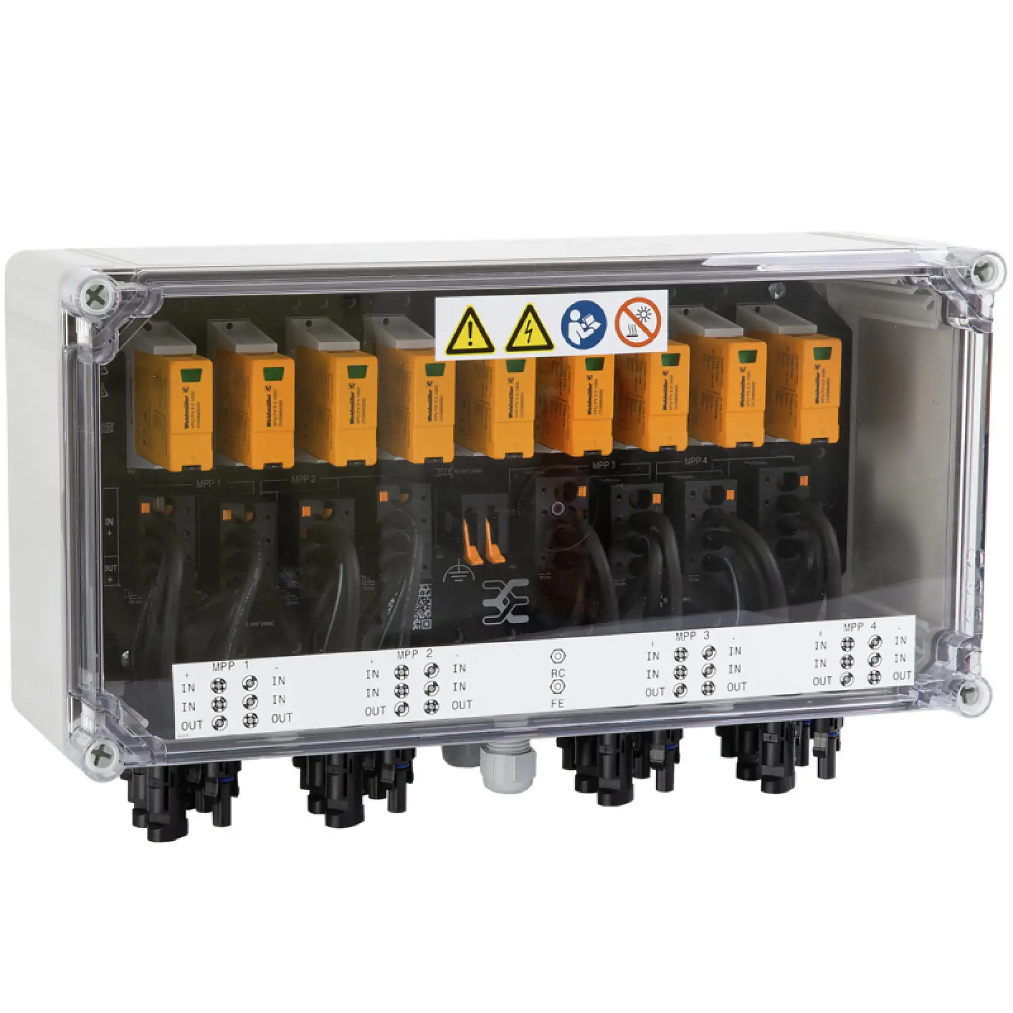 Weidmüller 2975590000 Combiner Box (Photovoltaik), 1000 V, 4 MPP´s, 2 Inputs / 1 Output per MPP, Surge protection I / II, MC4-Evo 2 (img_001)