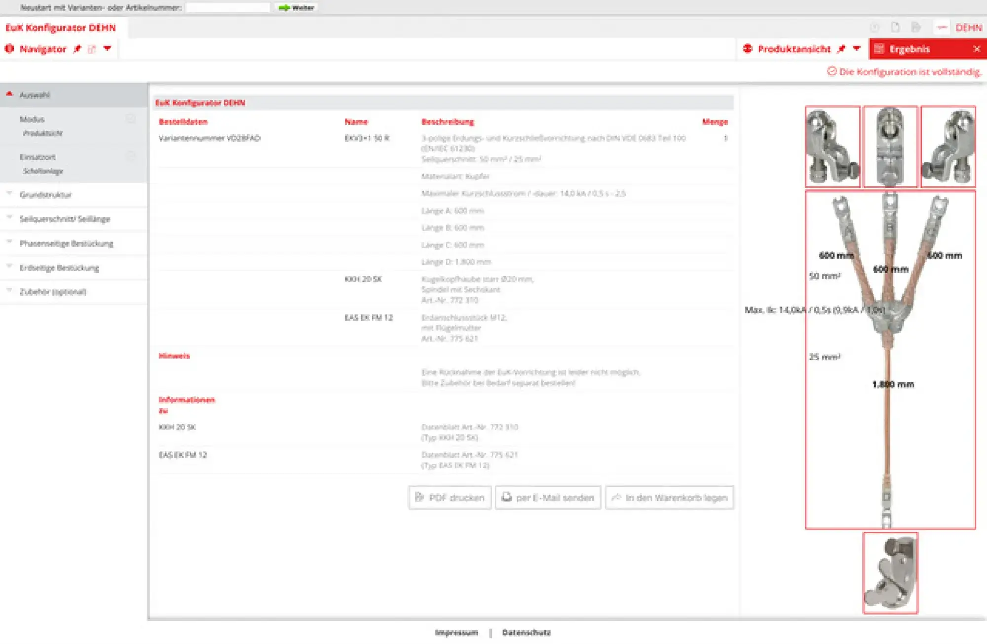 Dehn VHBWUNH Three-pole earthing and short-circuiting cable 150mm² with crimped cable lugs (img_001)