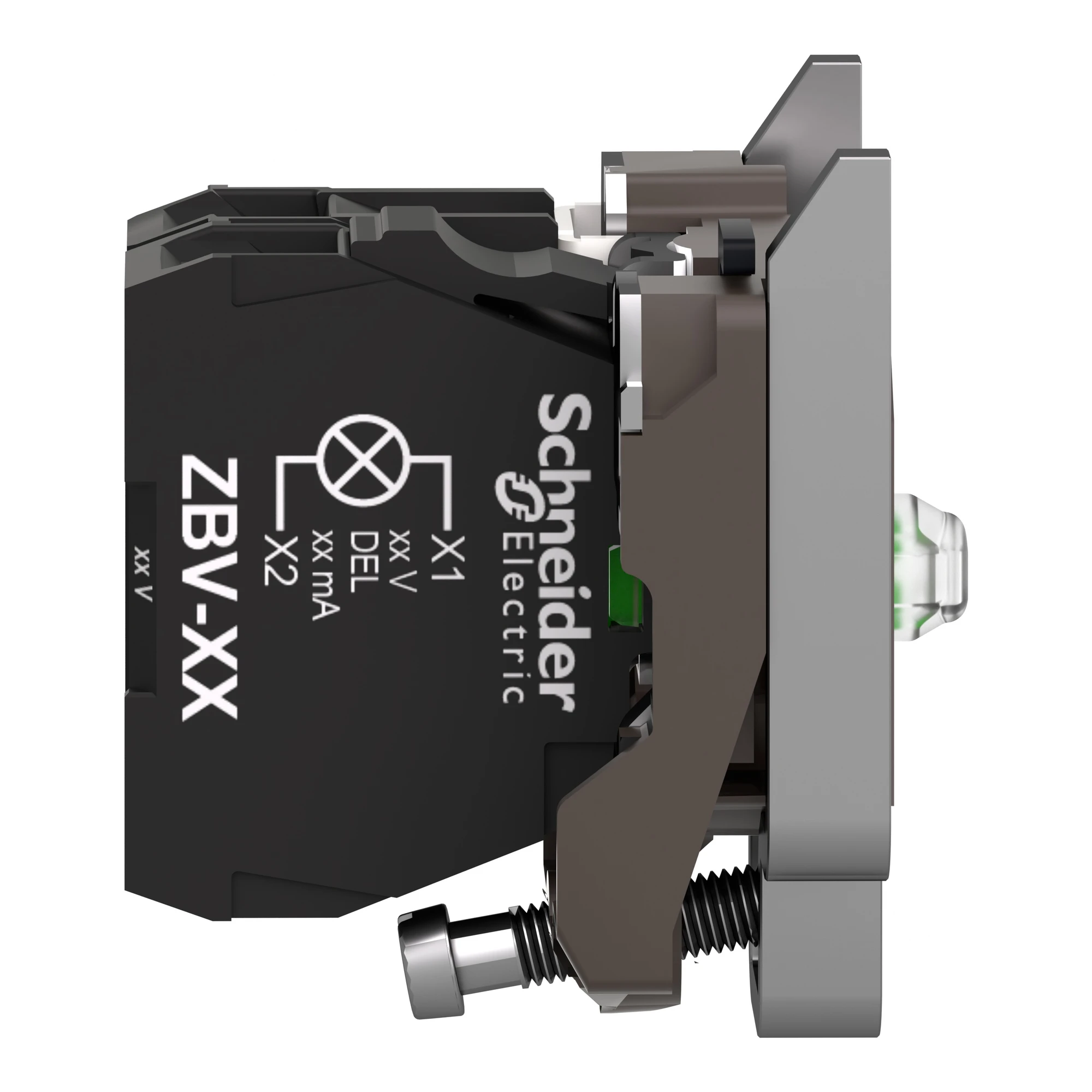 Schneider Electric ZB4BW0G11 Auxiliary contact block with mounting flange, Harmony XB4, metal, white, universal LED, 1S, 110-120V AC (img_004) Schneider Electric ZB4BW0G11 Auxiliary contact block with mounting flange, Harmony XB4, metal, white, universal LED, 1S, 110-120V AC (img_004)