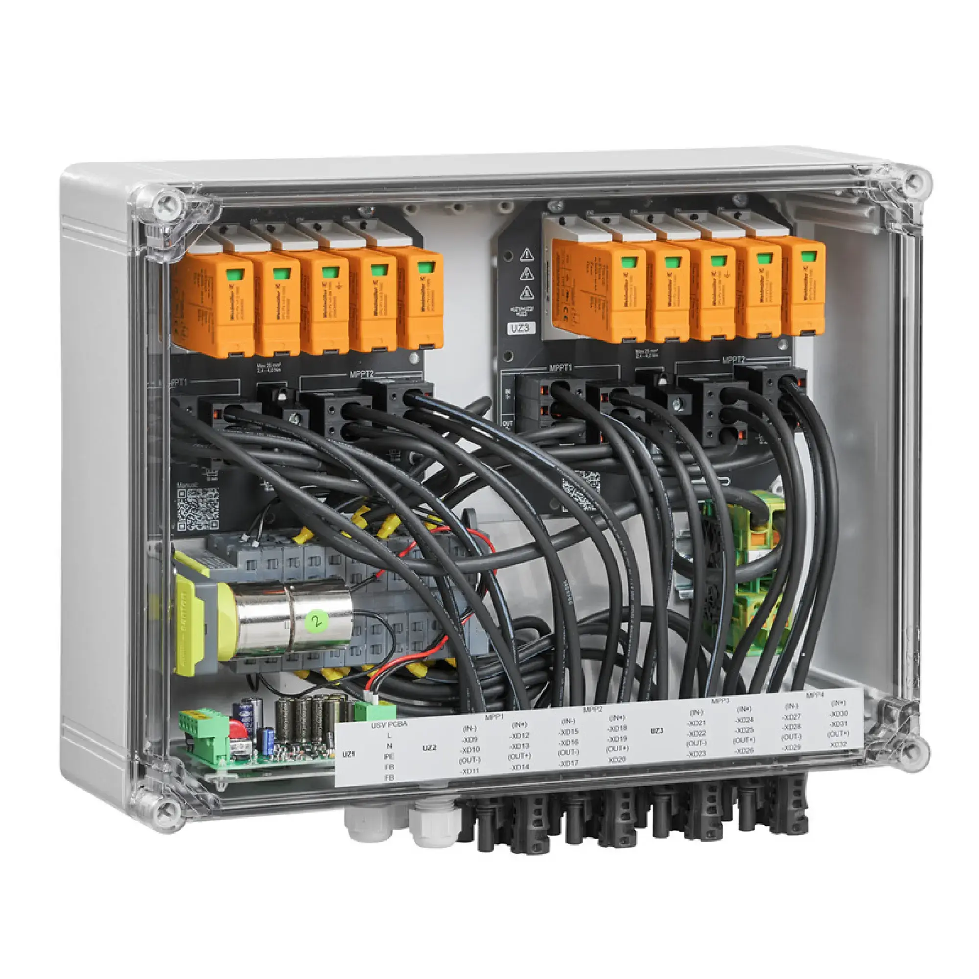 Weidmüller 8000115470 Combiner Box (Photovoltaik), 1100 V, 4 MPP´s, 2 Inputs / 1 Output per MPP, Surge protection I / II, Remote disconnector, WM4C (img_001)