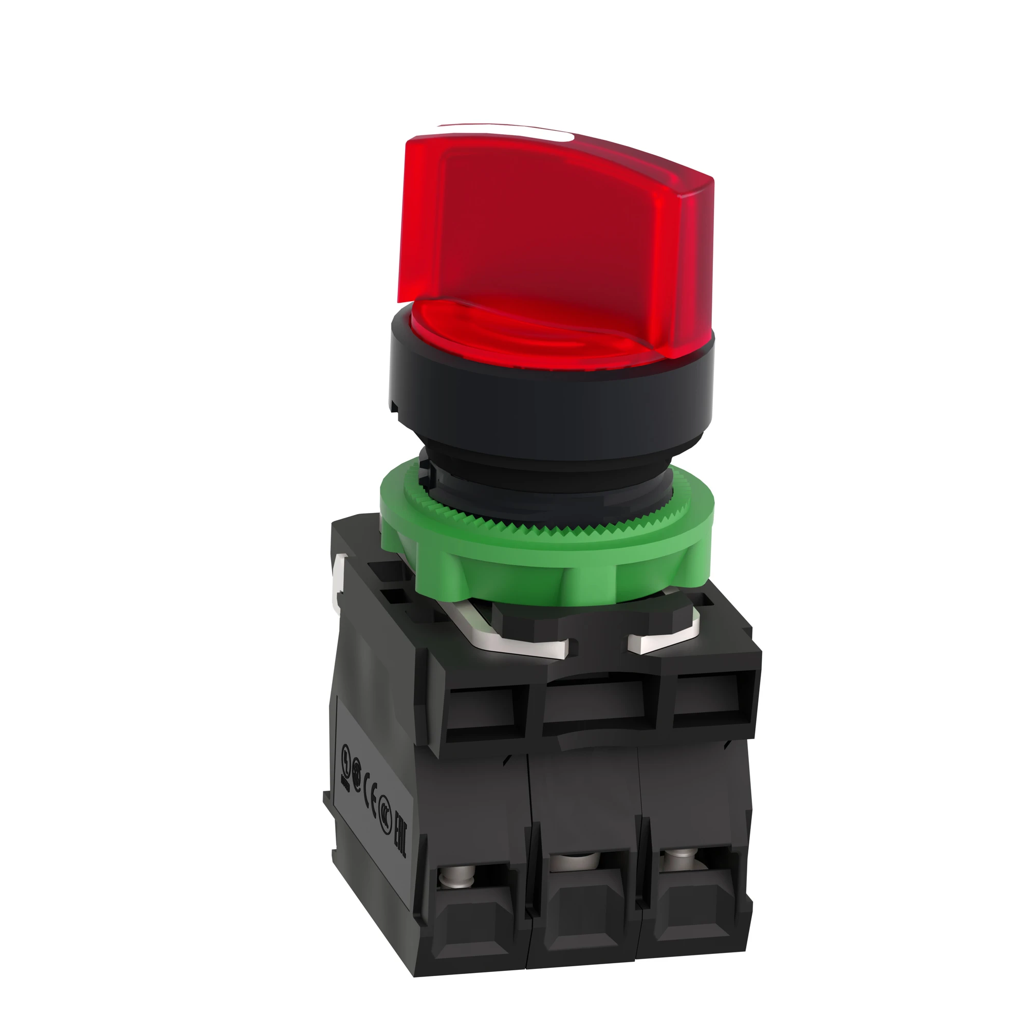 Schneider Electric XB5AK124B5 Illuminated Selector Switch, Harmony XB5, Plastic, Red, 22mm, Universal LED, 2 Positions, 1 NC + 1 NO, 24V ACDC (img_005)