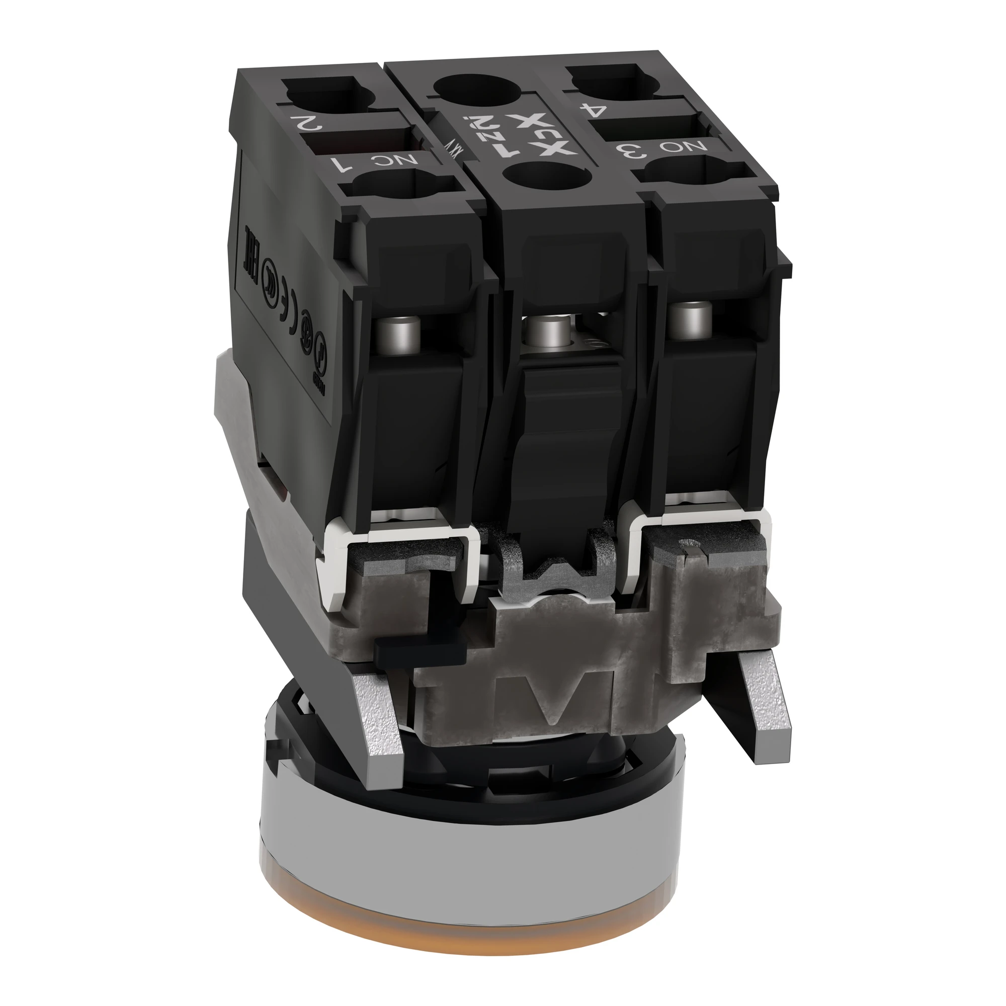 Schneider Electric XB4BW35G5 Illuminated push-button, Harmony XB4, metal, 22mm, orange, unlabelled, universal LED, smooth dome, 1NO+1NC, 110-120V AC (img_007) Schneider Electric XB4BW35G5 Illuminated push-button, Harmony XB4, metal, 22mm, orange, unlabelled, universal LED, smooth dome, 1NO+1NC, 110-120V AC (img_007)