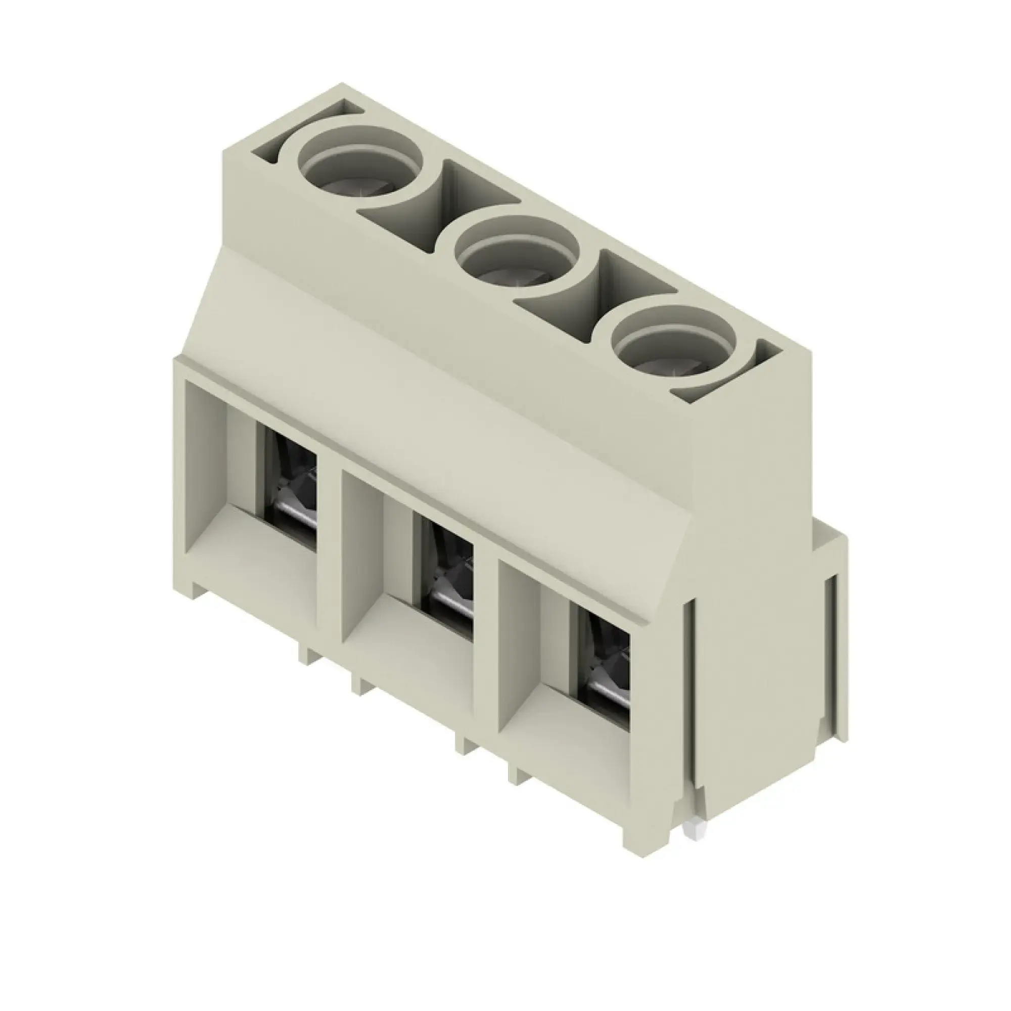 Weidmüller 1912980000 PCB terminal, 1000 V, 32 A, Pitch in mm: 9.52, 6 mm², Number of poles: 3, Clamping yoke connection, THT solder connection, 90°, Box (img_001)