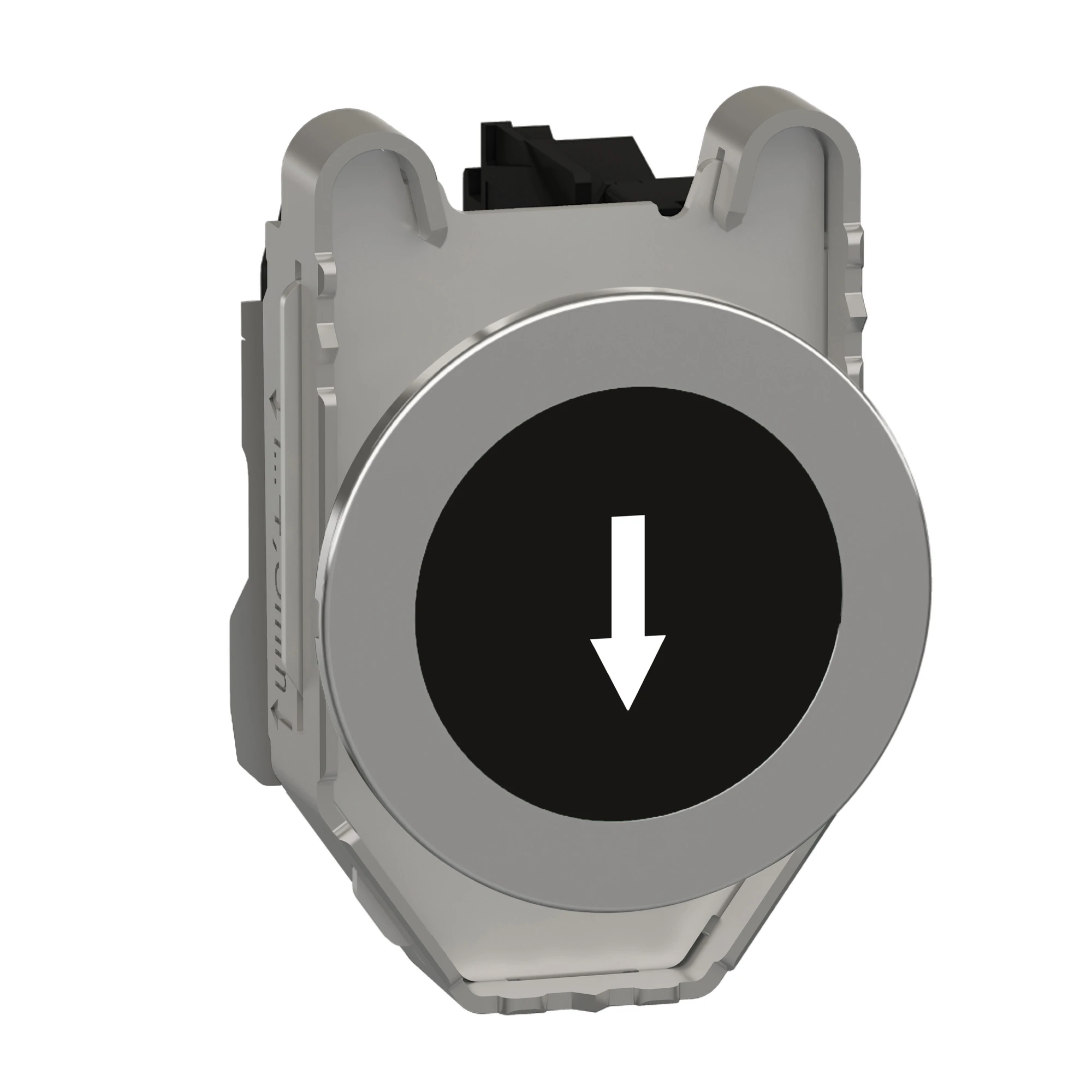 Schneider Electric XB4FA3351 Push-button, Harmony XB4F, metal, 30mm, black, labeled arrow down, momentary, screw terminal, 1S (img_001)
