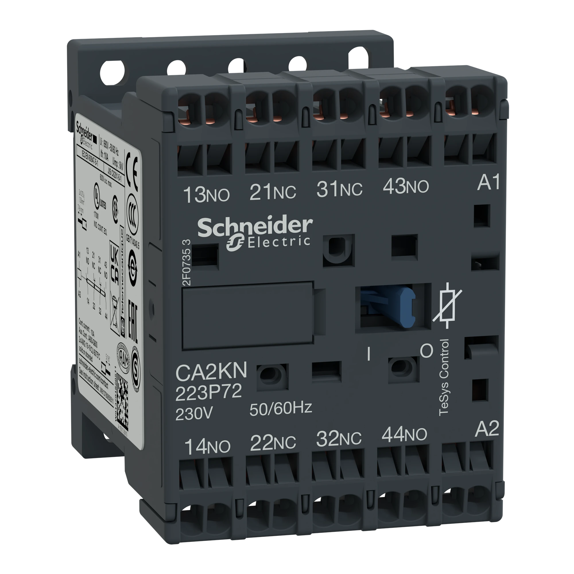 Schneider Electric CA2KN223P72 Auxiliary contactor, 2NO+2NC, 230V 50/60Hz, with protection circuit (img_001)