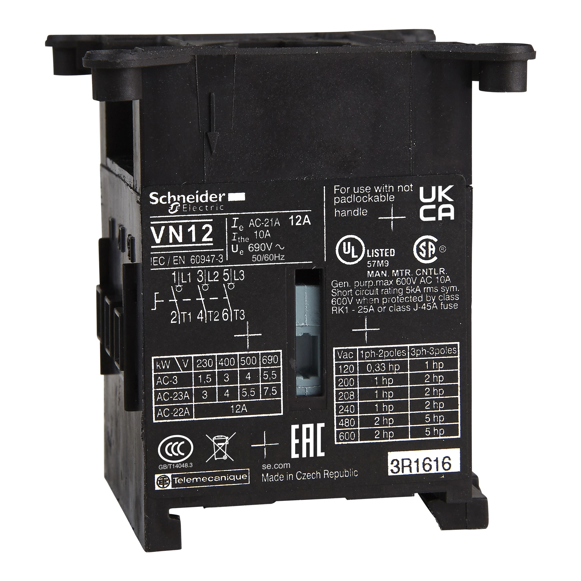Schneider Electric VN12 Main contact module for load disconnect switch Mini-VARIO, 3p, 12A (img_001) Schneider Electric VN12 Main contact module for load disconnect switch Mini-VARIO, 3p, 12A (img_001)