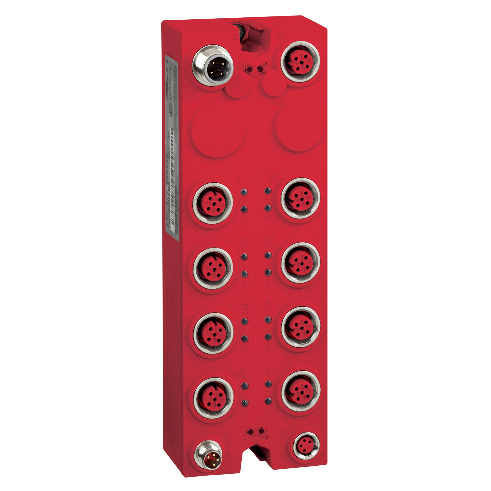 Schneider Electric TM7SDM12DTFS Digital Safety I/O Module, 8 Inputs, 4 Outputs, Transistor 24VDC/2A, M12, IP67, red (img_001)