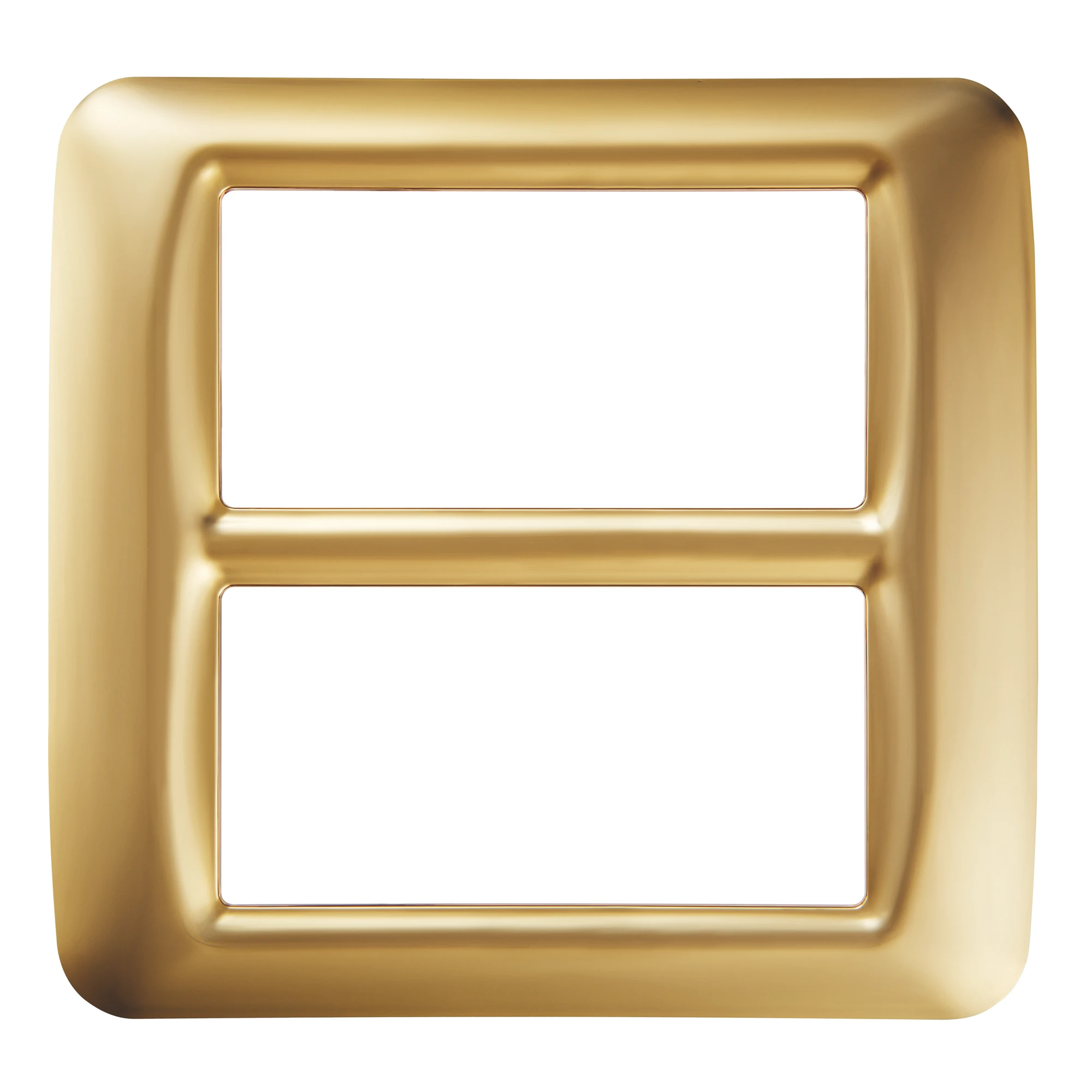 GEWISS GW22667 TOP SYSTEM PLATE - IN TECHNOPOLYMER GLOSS FINISH - 8 GANG (4+4 OVERLAPPING) - ANTIQUE GOLD - SYSTEM (img_001)