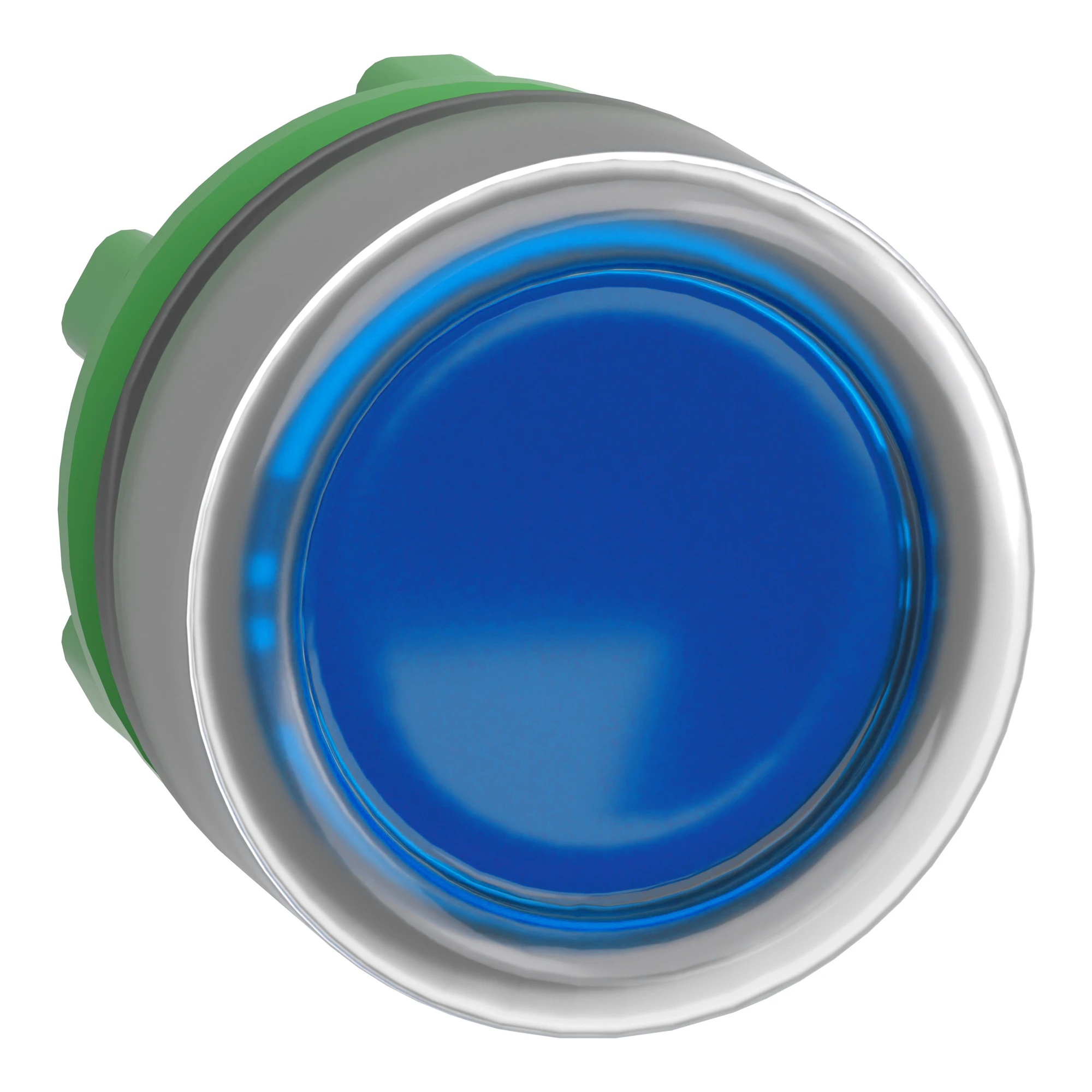 Schneider Electric ZB5AW563C0 Illuminated pushbutton, front element, Harmony XB5, plastic, 22mm, light grey, blue, for universal LED, with protective cap (img_001)
