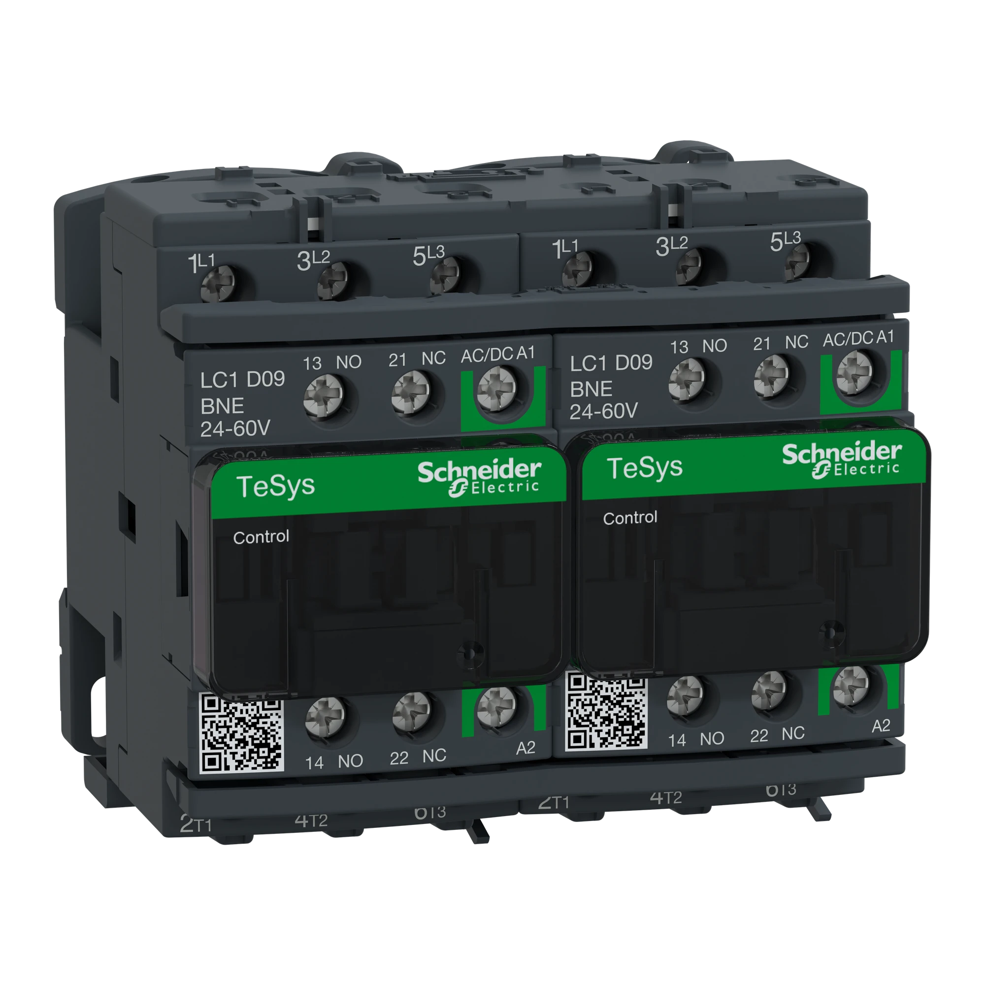 Schneider Electric LC2D09BNE Reversing contactor combination, 3p+1NO+1NC, 4kW/400V/AC3, 9A, Coil 24 - 60V AC/DC (img_001)