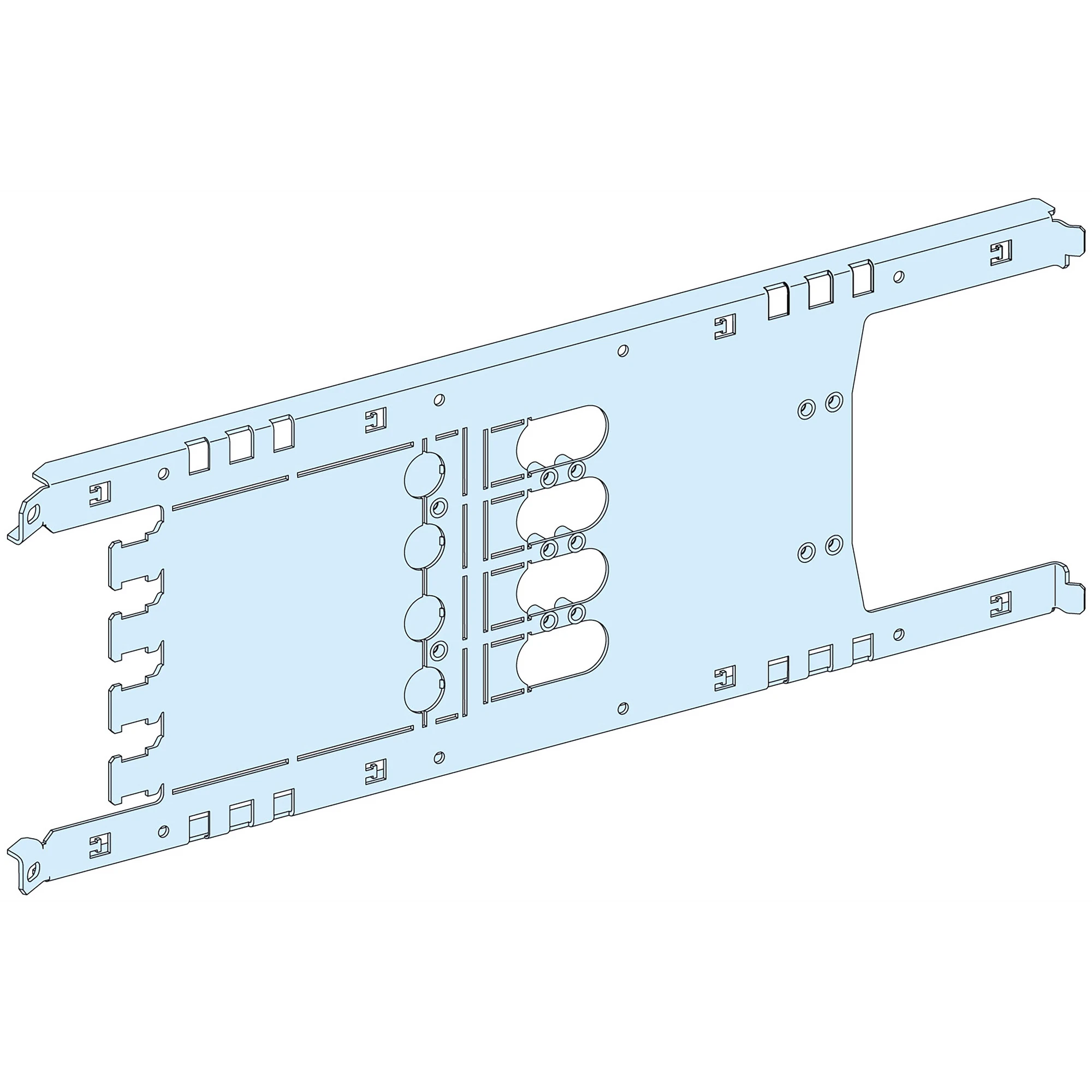 Schneider Electric LVS03414 PrismaSeT-P, Mounting plate, ComPacT NSX/NSX Vigi100-250 4-pole,Plug-in technology,horizontal,Width=650mm,Height=4Modules (img_001)