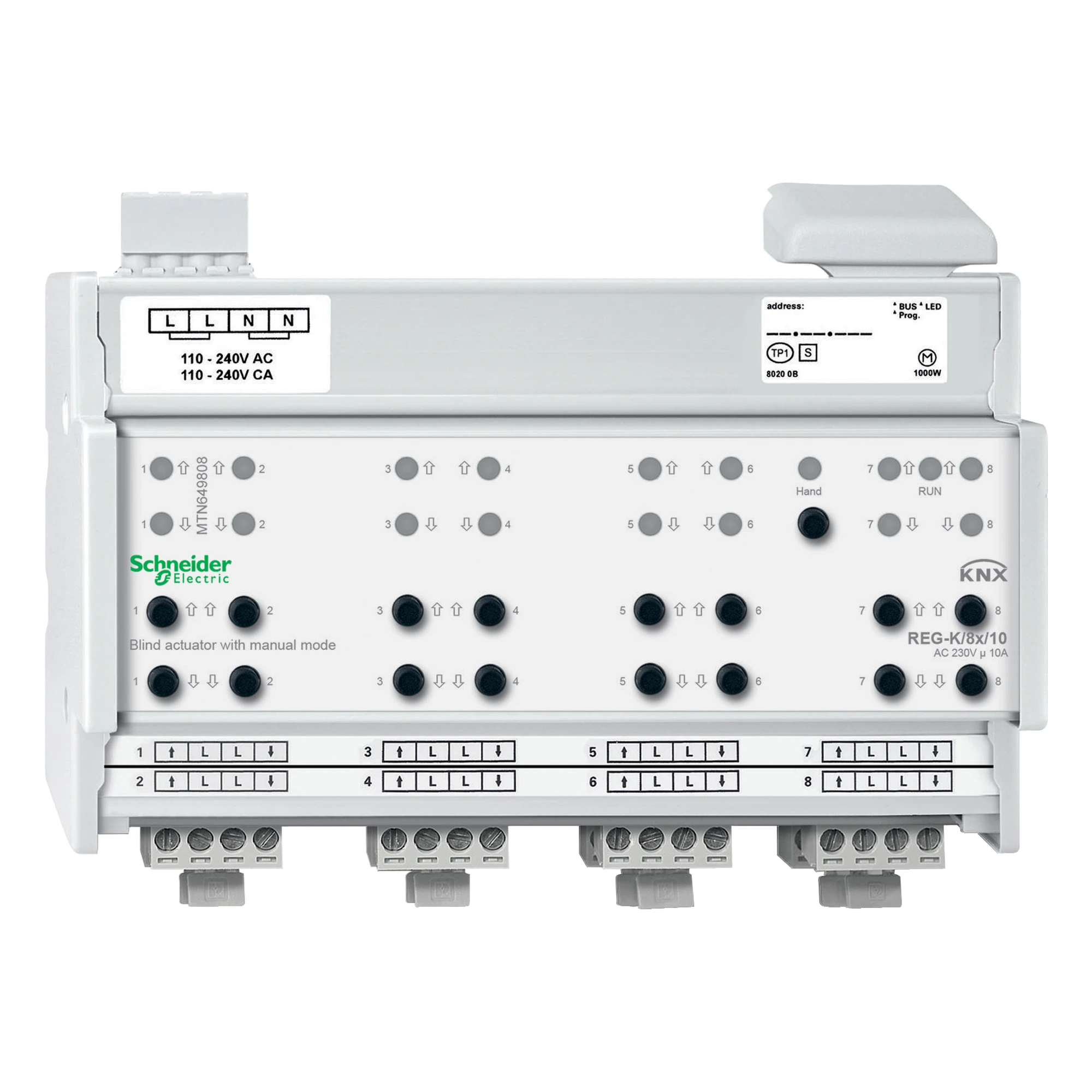 Schneider Electric MTN649808 Blind actuator REG-K/8x/10 with manual operation, light grey (img_001) Schneider Electric MTN649808 Blind actuator REG-K/8x/10 with manual operation, light grey (img_001)