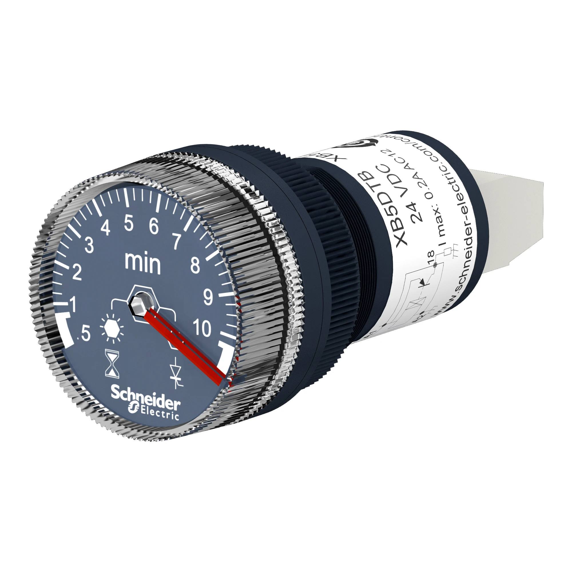 Schneider Electric XB5DTGM4 Timer, Time Relay for Panel Mounting, Harmony XB5, Plastic, 22mm, 0.5min to 10min, 100-240V ACDC (img_004) Schneider Electric XB5DTGM4 Timer, Time Relay for Panel Mounting, Harmony XB5, Plastic, 22mm, 0.5min to 10min, 100-240V ACDC (img_004)