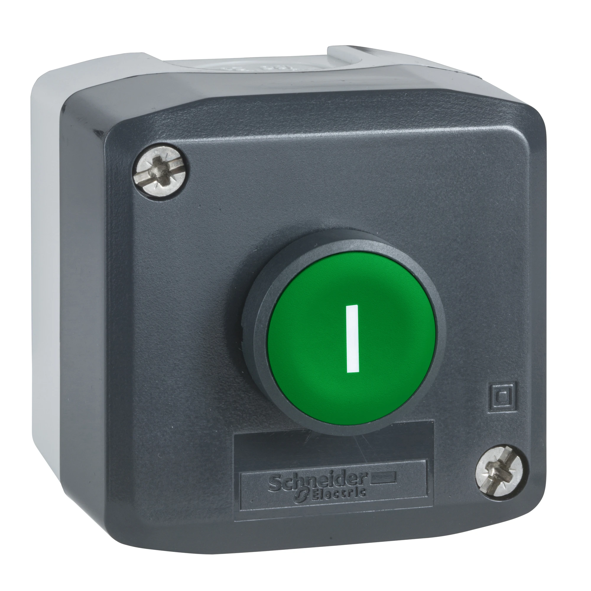 Schneider Electric XALD102E Surface mounting enclosure, Harmony XALD, plastic, dark grey, 1 push-button, green, I, 22mm, 1NC+1NO (img_001) Schneider Electric XALD102E Surface mounting enclosure, Harmony XALD, plastic, dark grey, 1 push-button, green, I, 22mm, 1NC+1NO (img_001)