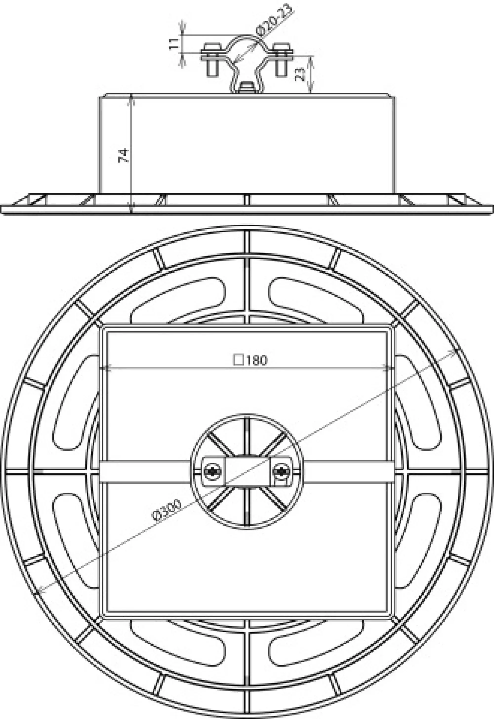 Dehn 253229 Roof conductor holder w. support plate a. concr. block f. HVI Cond. 20-23mm -KIT- (img_002)