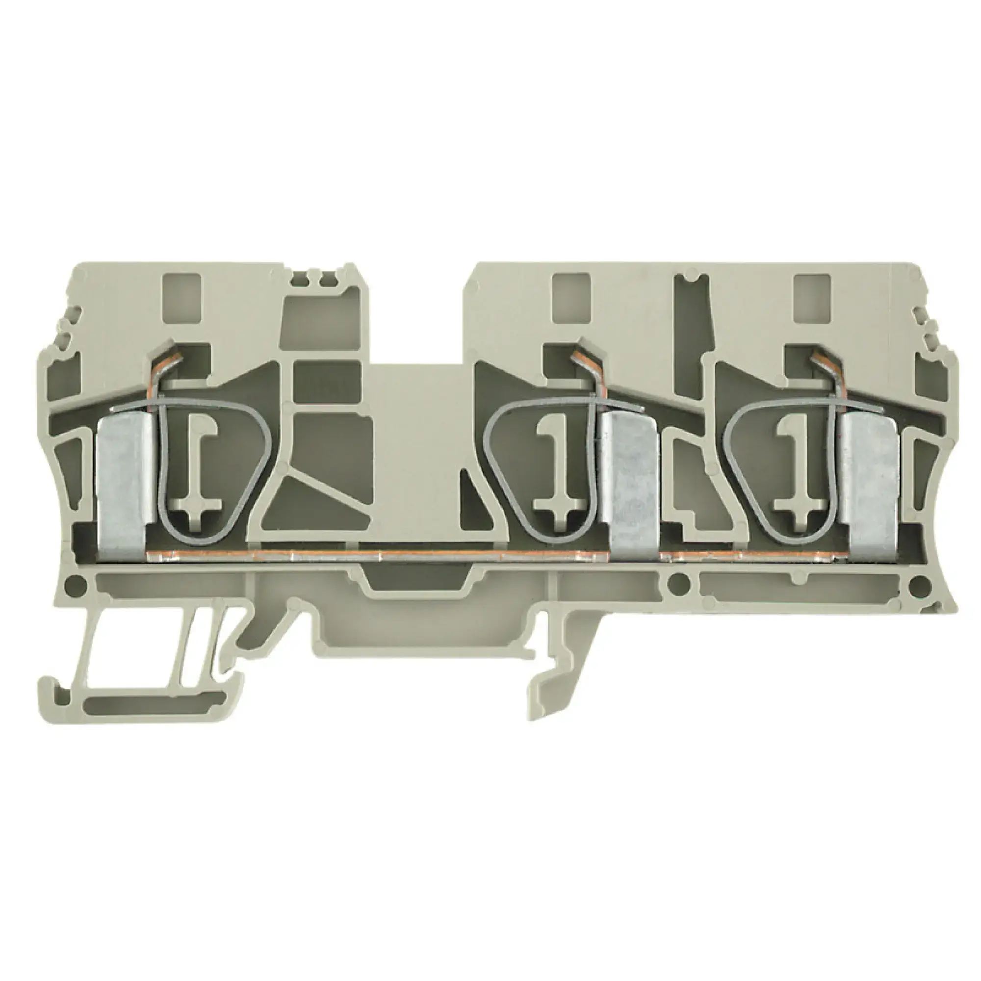 Weidmüller 1767690000 Feed-through terminal block, Tension-clamp connection, dark beige, 10 mm², 57 A, 800 V, Number of connections: 3 (img_001)