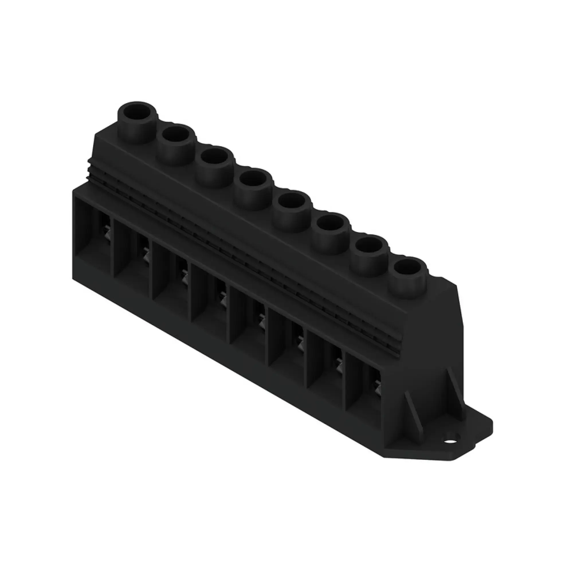 Weidmüller 1386820000 PCB terminal, 1000 V, 150 A, Pitch in mm: 15.00, 50 mm², Number of poles: 8, Clamping yoke connection, THT solder connection, 90°, Box (img_001)